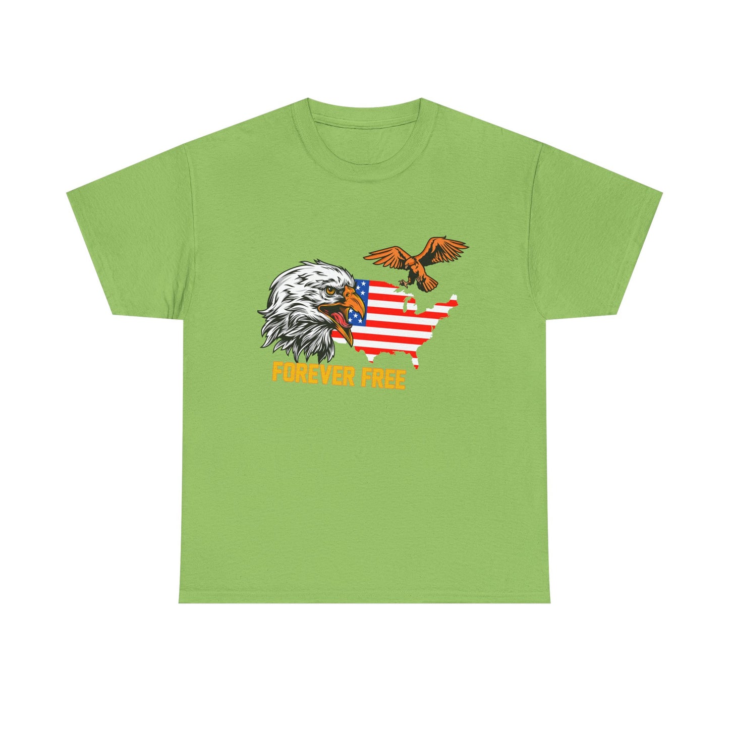 Unisex Heavy Cotton Tee with "Forever Free" Design - Perfect for Patriotic Events, July 4th Celebrations, Gifts, Summer Wear, Casual Outfits - 13692