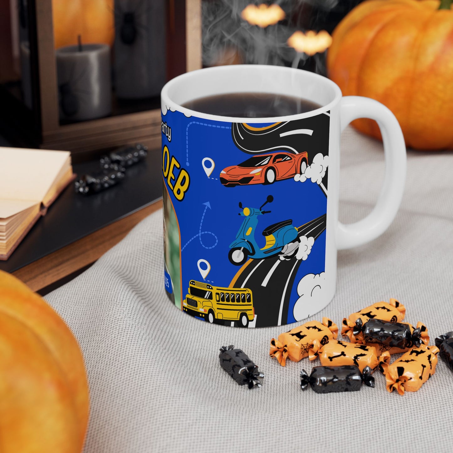 Happy Birthday, Car-Loving Boy, Details Customizable - Ceramic Mug, (11oz, 15oz) - 11236