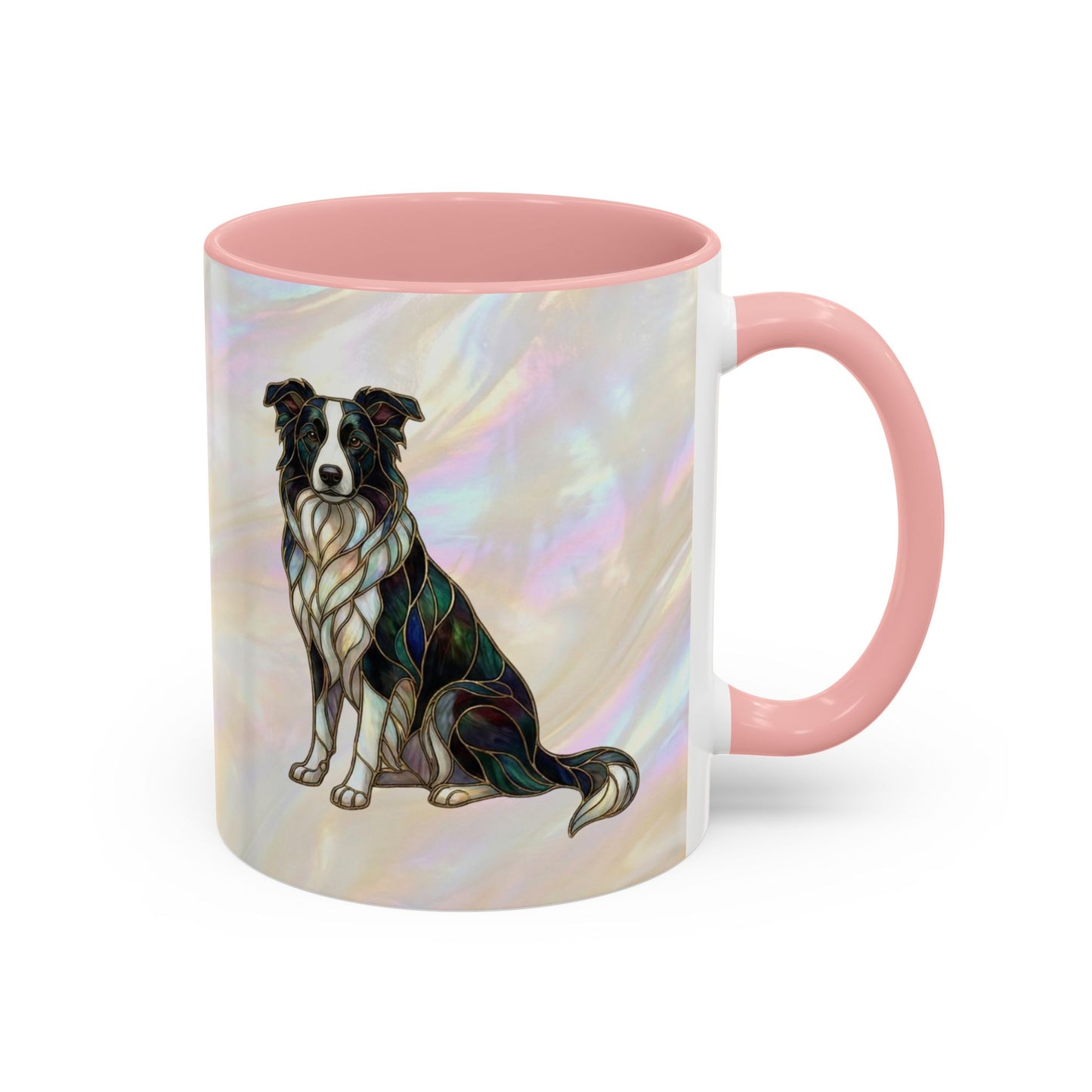 Border Collie Accent Coffee Mug — Stained Glass Design (11/15 oz) - 14619