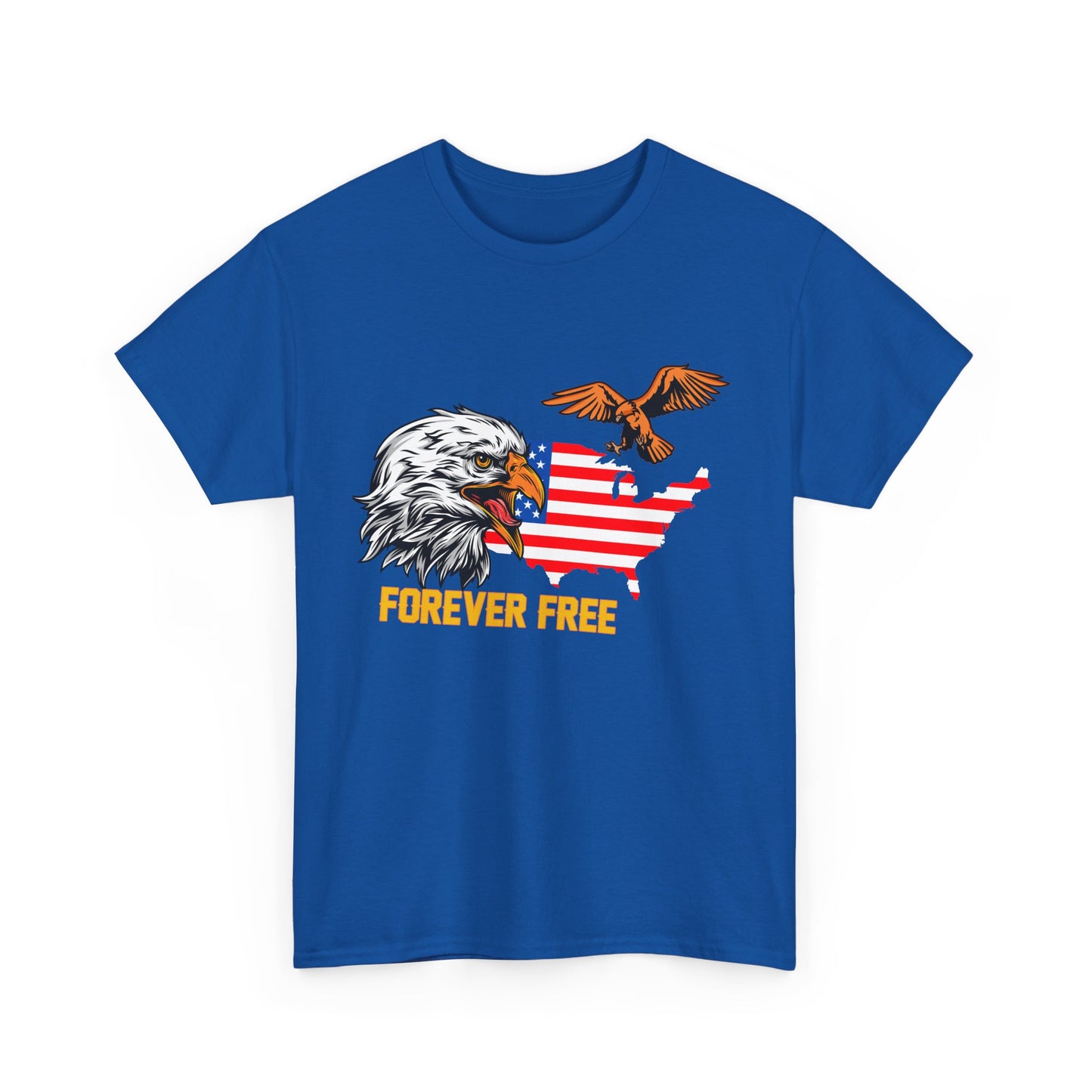 Unisex Heavy Cotton Tee with "Forever Free" Design - Perfect for Patriotic Events, July 4th Celebrations, Gifts, Summer Wear, Casual Outfits - 13692