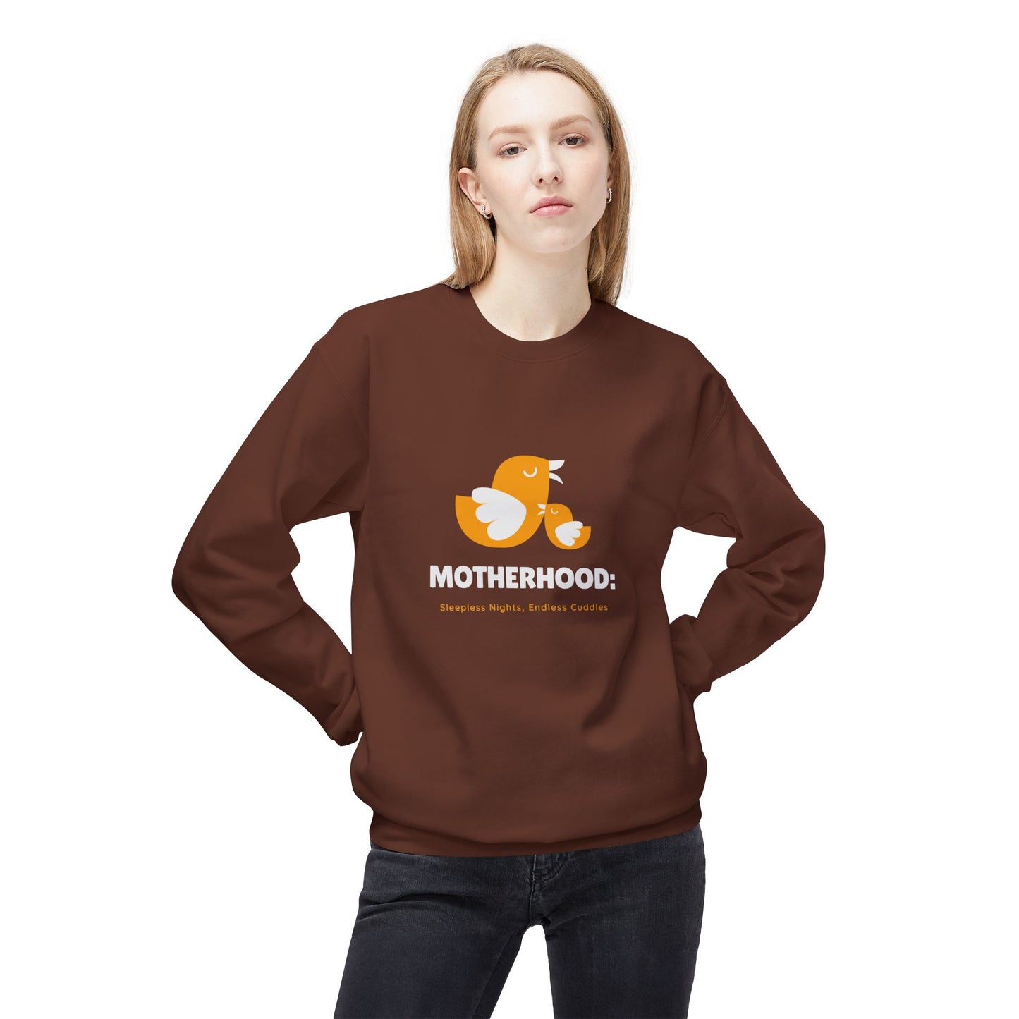 Motherhood, Sleepless Nights, endless Cuddles - Unisex Midweight Softstyle Fleece Crewneck Sweatshirt - 11809