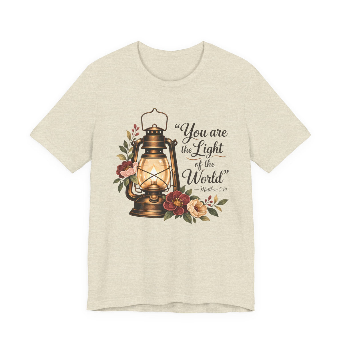 You Are the Light of the World T-Shirt, Vintage Floral Lantern Christian Tee - 14555