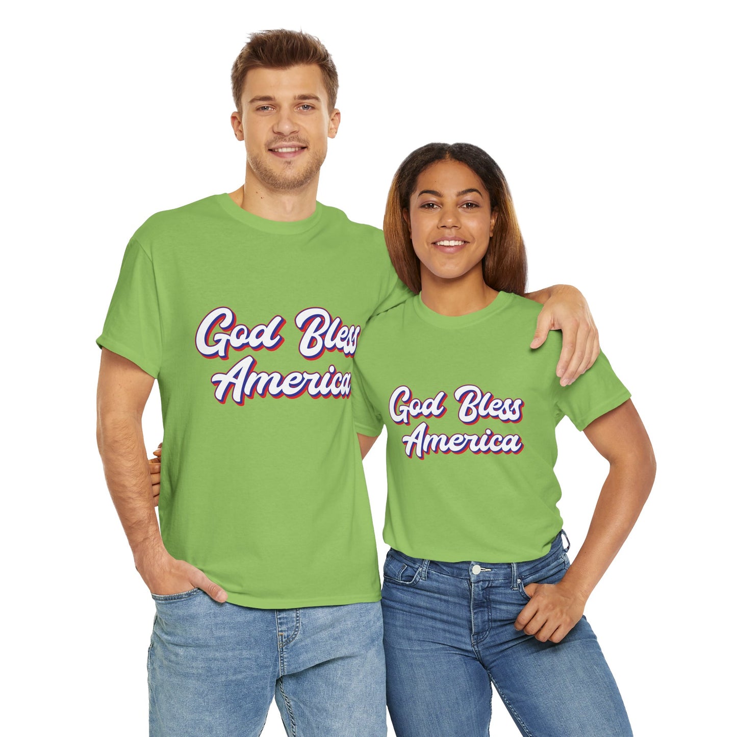 God Bless America Unisex Heavy Cotton Tee | Patriotic Shirt, American Pride Apparel, 4th of July Outfit, Gift for Veterans, Summer - 13655