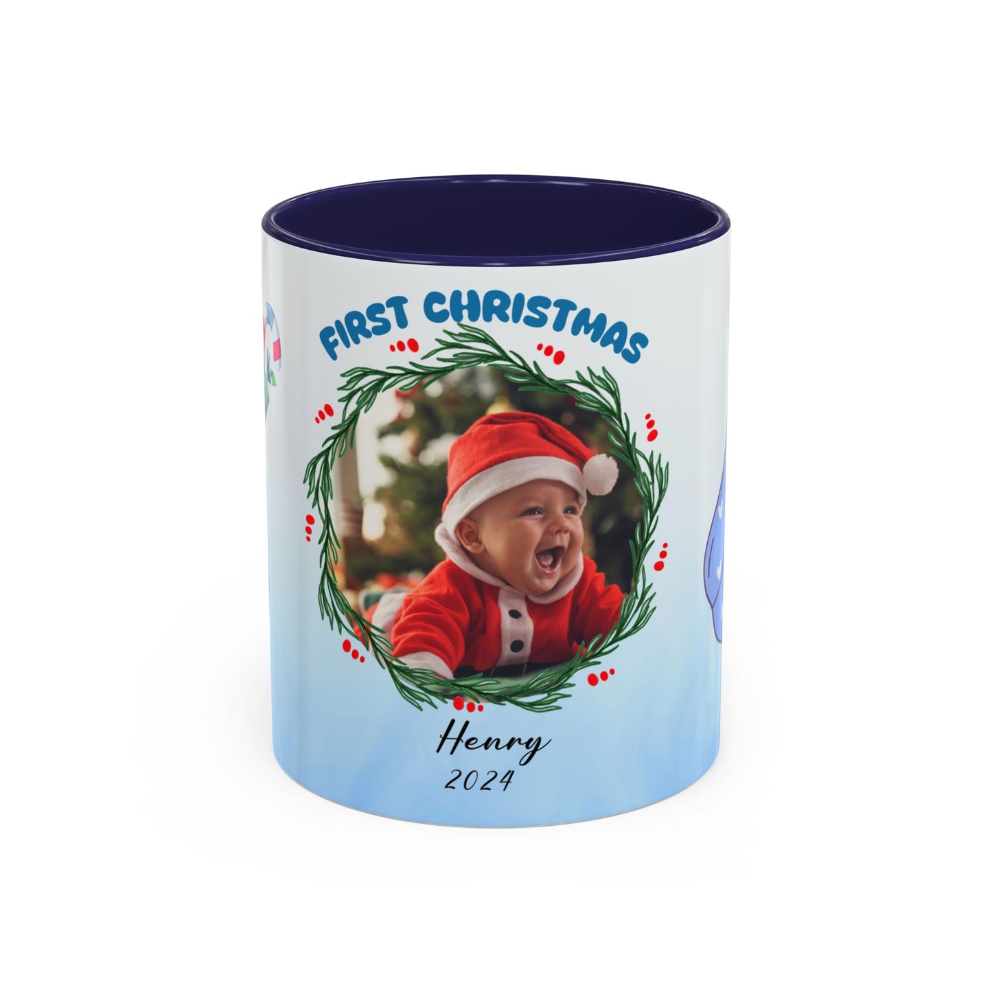 First Christmas, Baby Boy, Customizable - Accent Coffee Mug (11, 15oz) - 10073