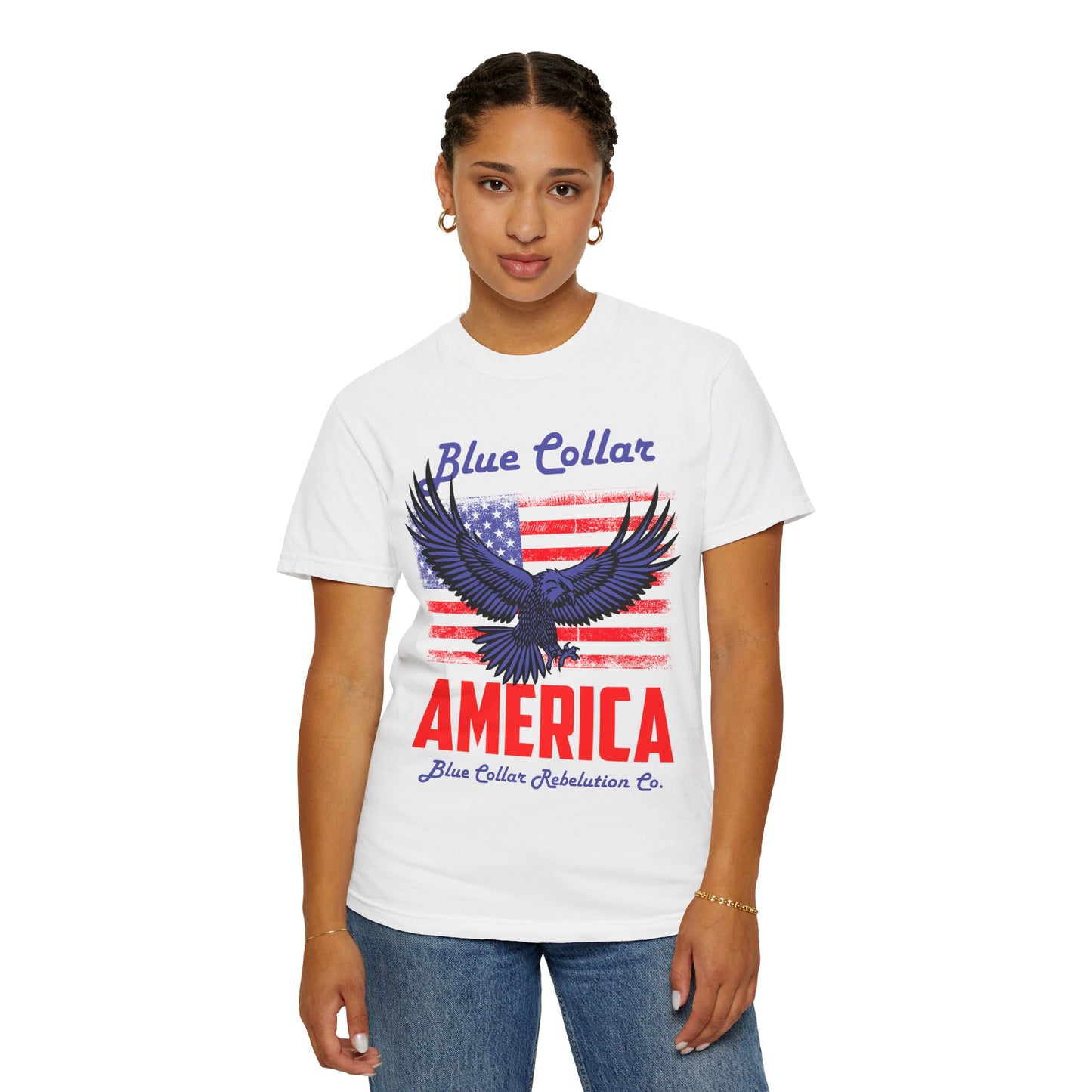 Unisex American Eagle Graphic Tee - Perfect for Patriotic Events, Casual Wear, 4th of July Gatherings, Gifts for Blue Collar Workers - 13695