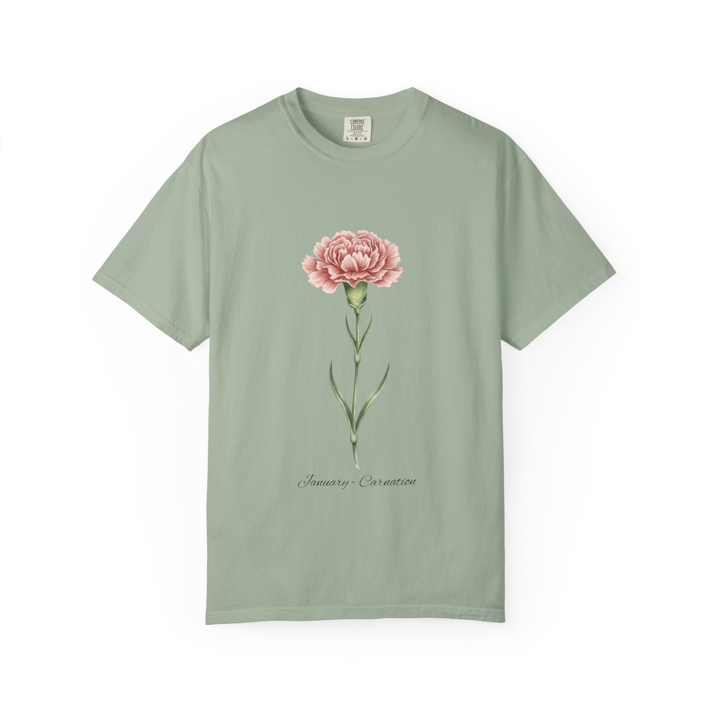 January Birth Flower Carnation T-Shirt – Heavyweight Garment-Dyed Tee - 14686