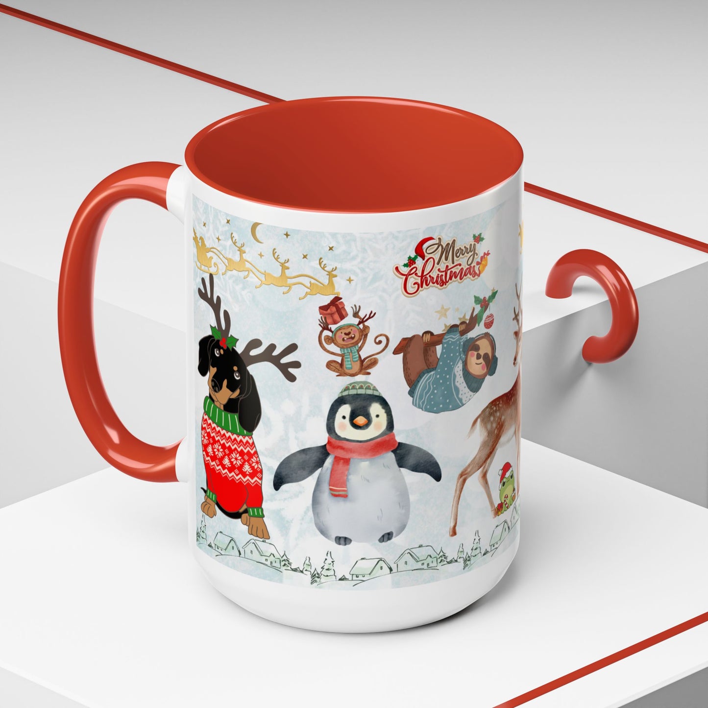 Merry Christmas, Animals - Accent Coffee Mug (11, 15oz)