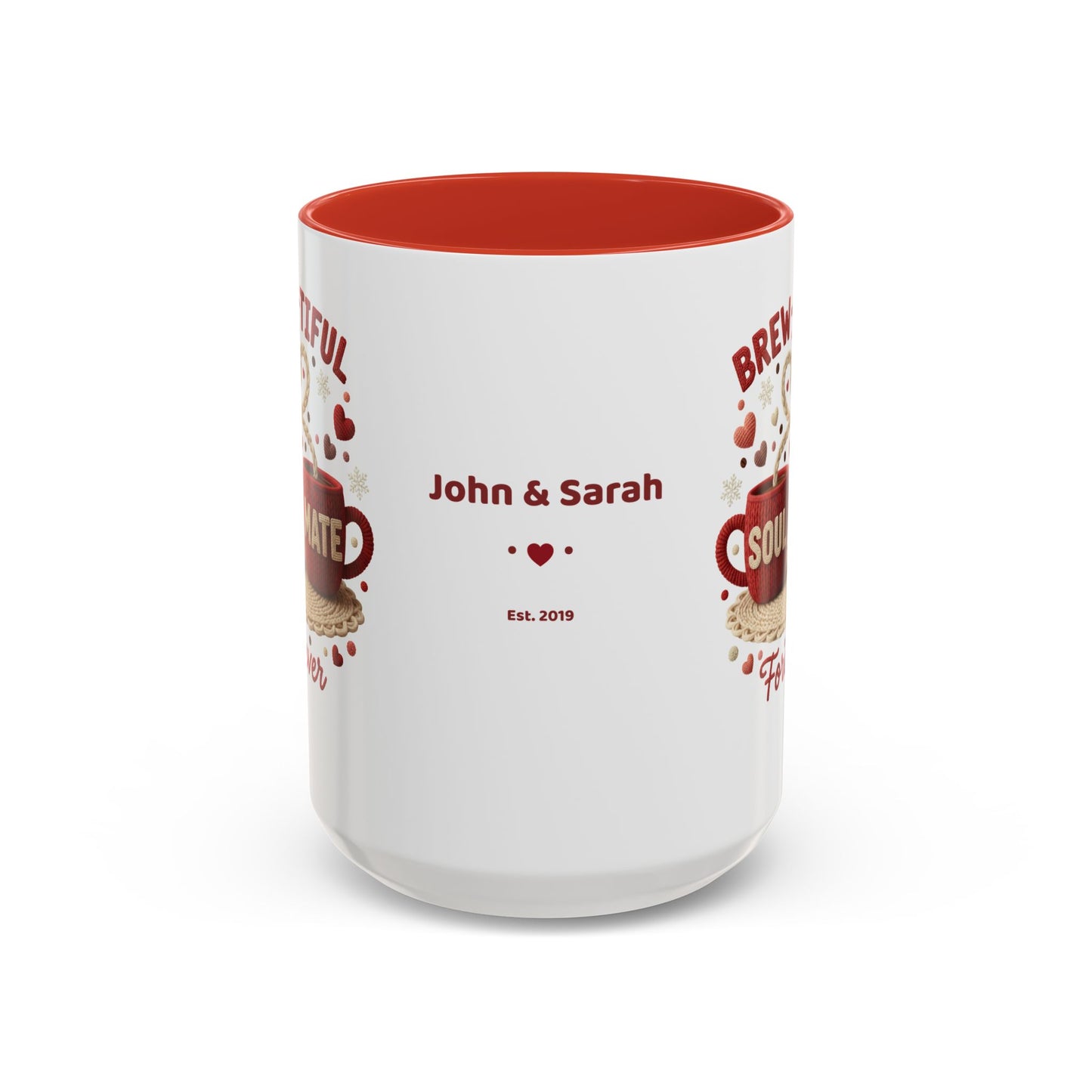 Brew-tiful Soulmates Forever Personalized Mug — Custom Names & Established Date (11oz / 15oz) - 14746