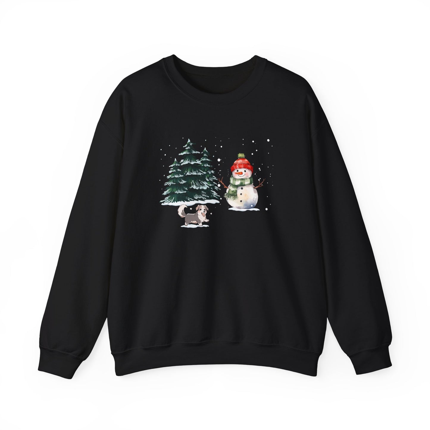 Winter Trees, Snowman, Puppy - Unisex Heavy Blend™ Crewneck Sweatshirt - 10260