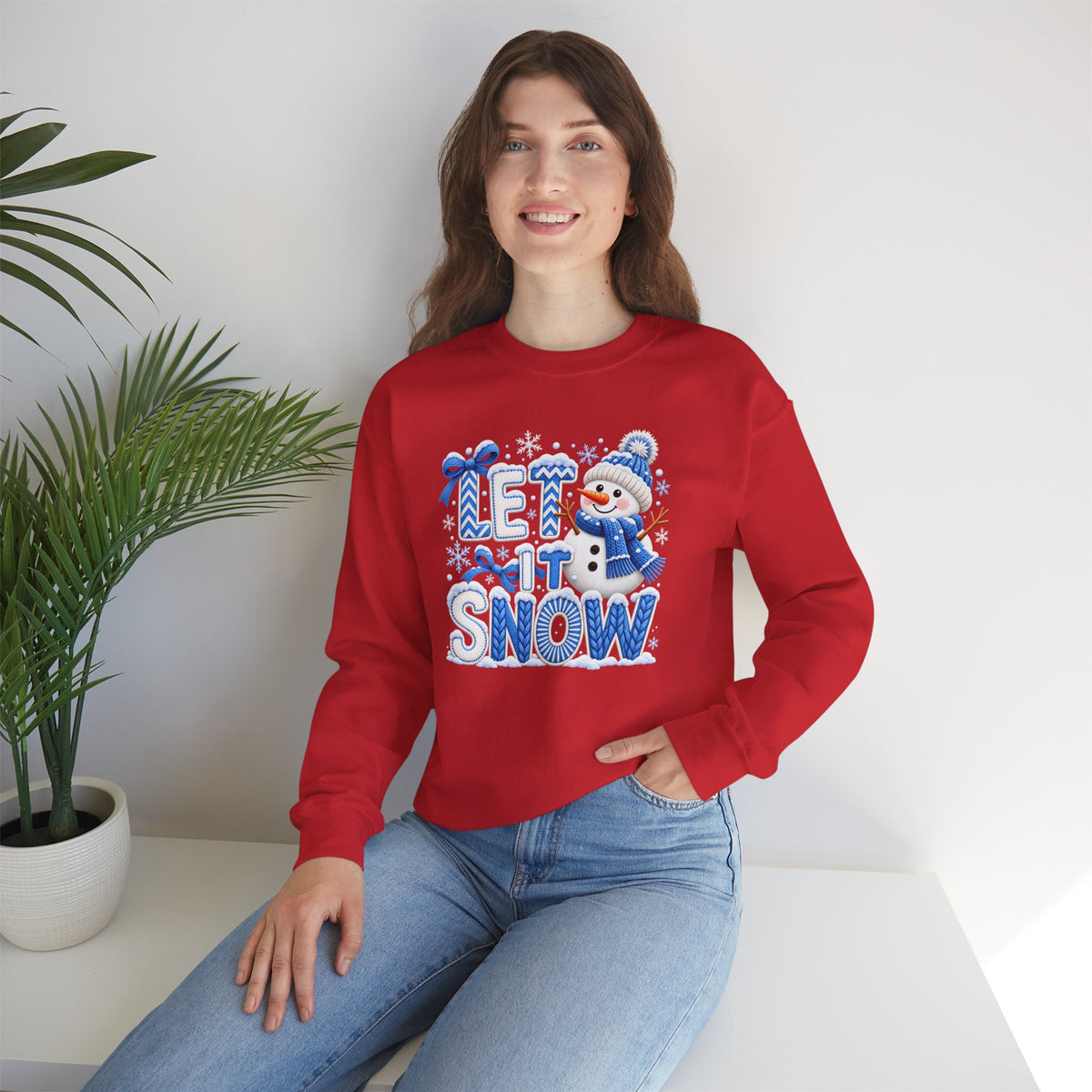 Let It Snow Sweatshirt,  Cute Snowman Winter Christmas Crewneck - 14545