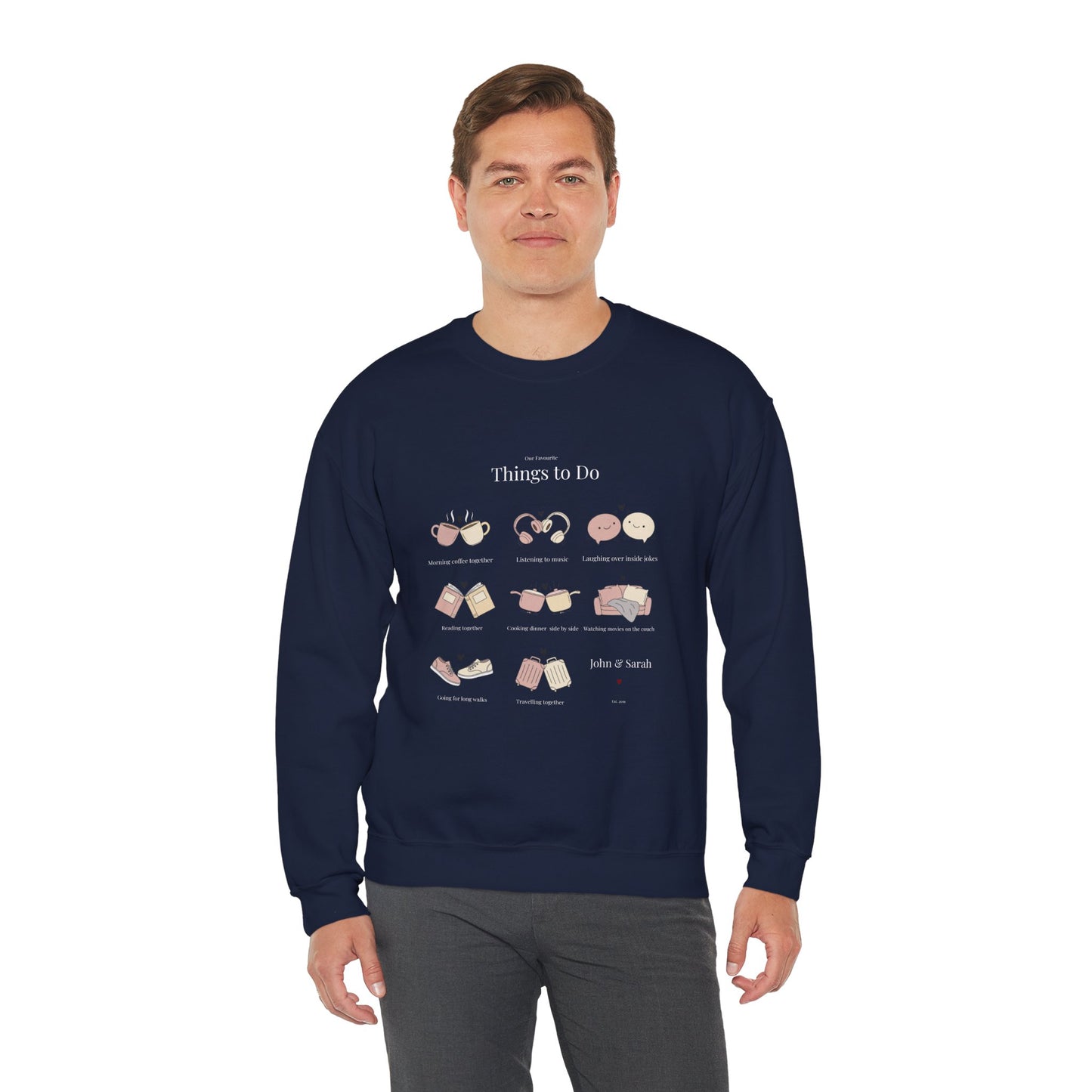 Our Favourite Things to Do Together – Personalised Illustration Crewneck Sweatshirt | Valentine’s Gift - 14726