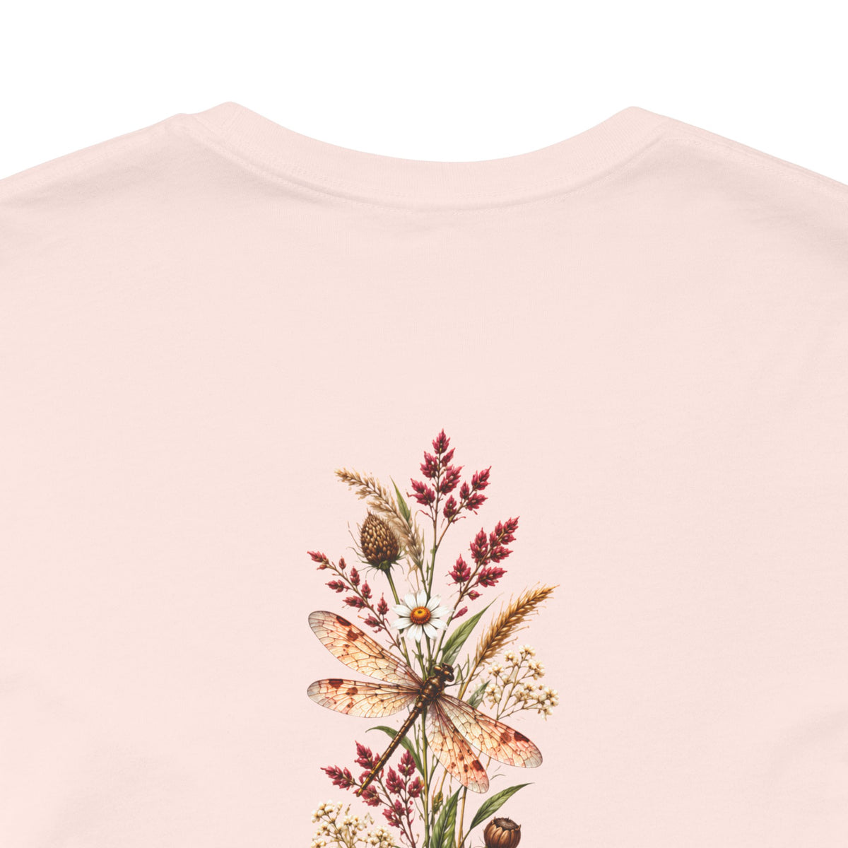 Vintage Wildflower & Dragonfly T-Shirt, Botanical Front & Back Tee - 14549