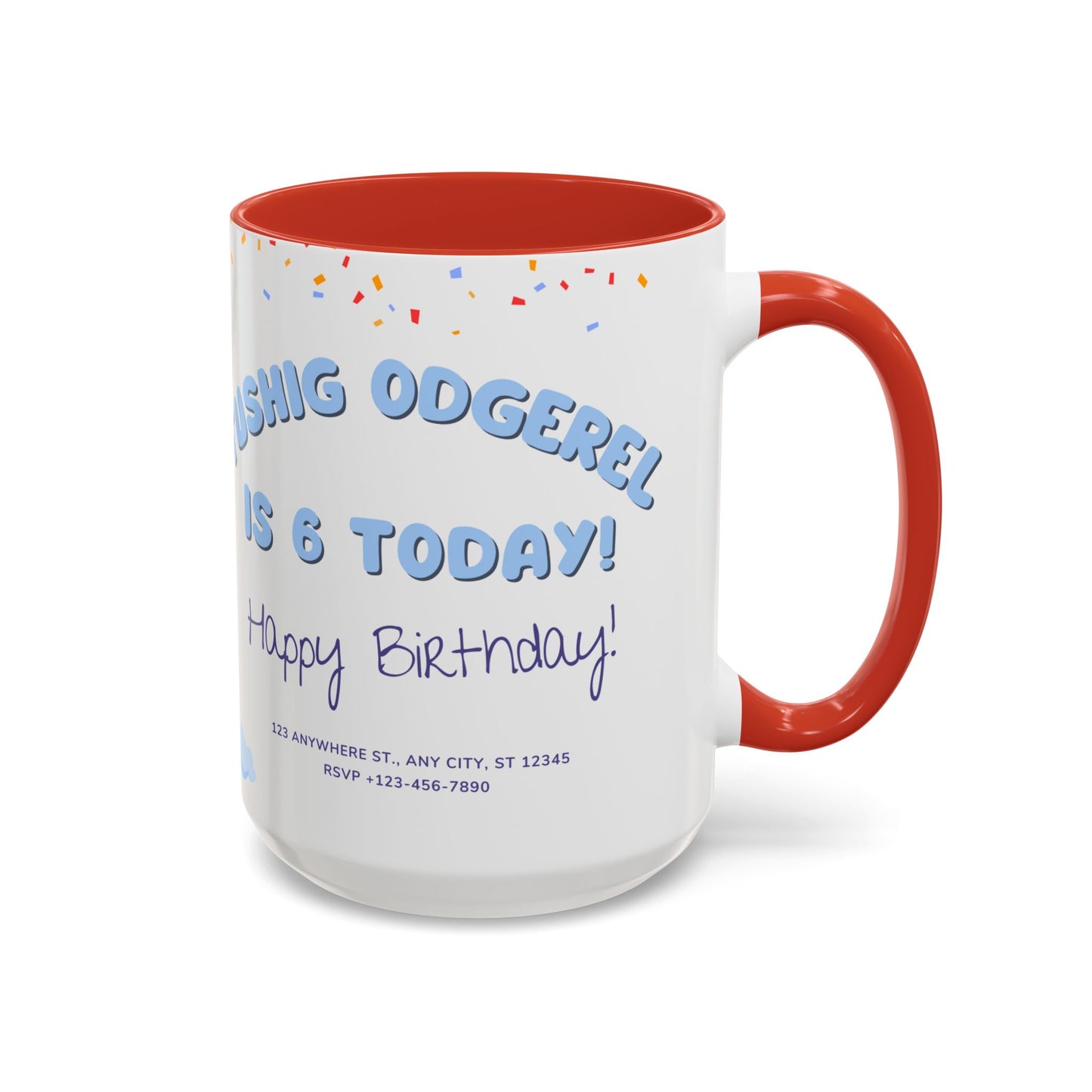 Happy 6th Birthday to A Boy Pilot, Details Customizable - Accent Coffee Mug (11, 15oz) - 11233