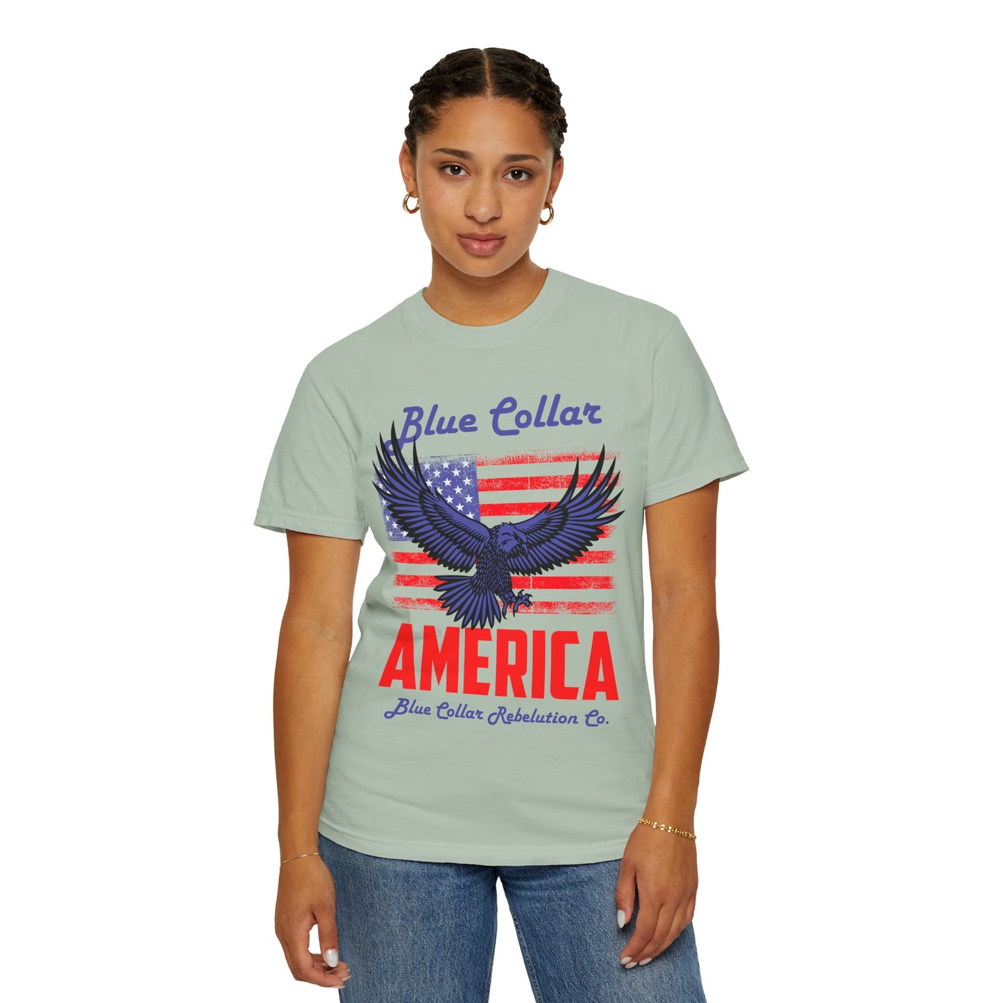 Unisex American Eagle Graphic Tee - Perfect for Patriotic Events, Casual Wear, 4th of July Gatherings, Gifts for Blue Collar Workers - 13695
