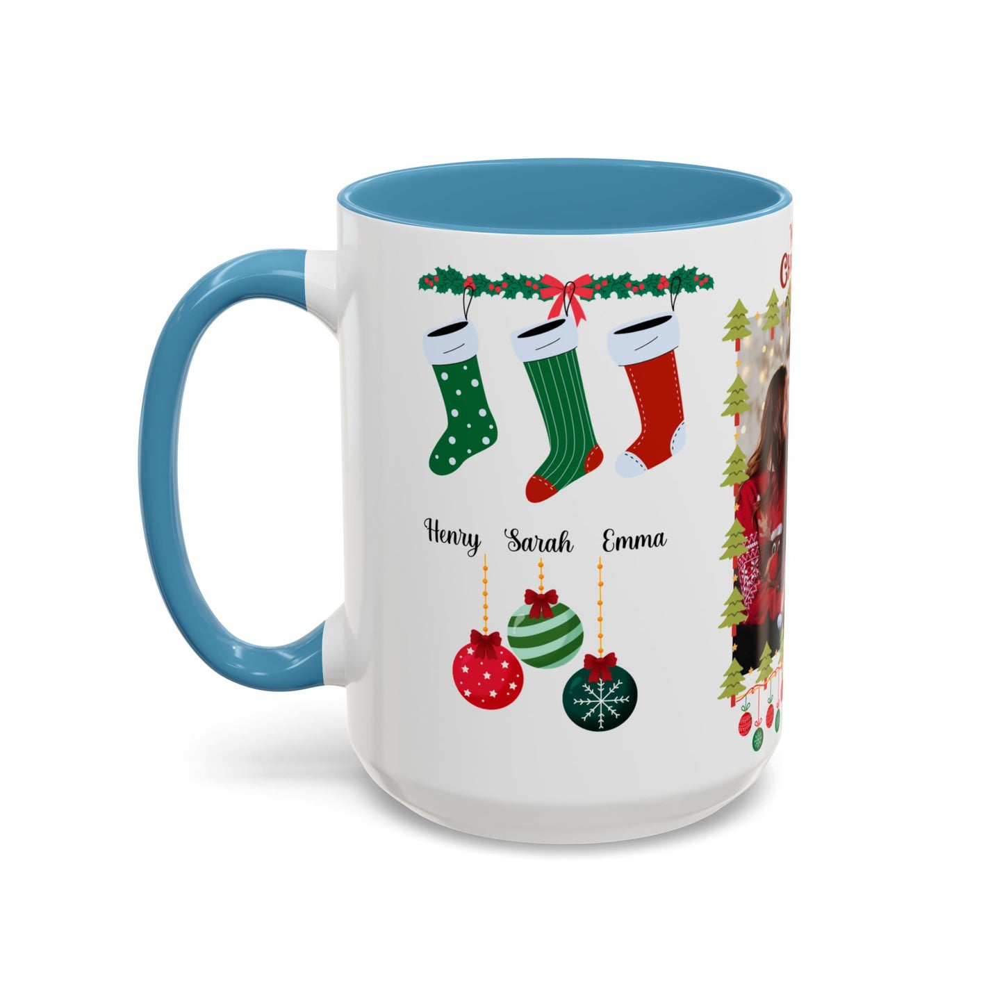 Christmas, Family Photo, Customizable, Accent Coffee Mug (11, 15oz)