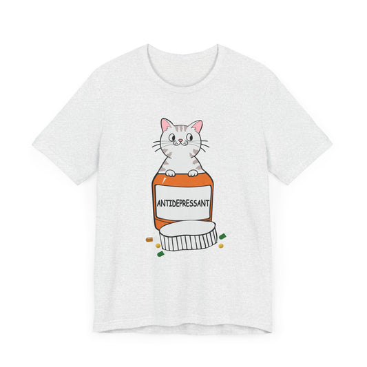 Cat: Antidepressant- Unisex Jersey Short Sleeve Tee