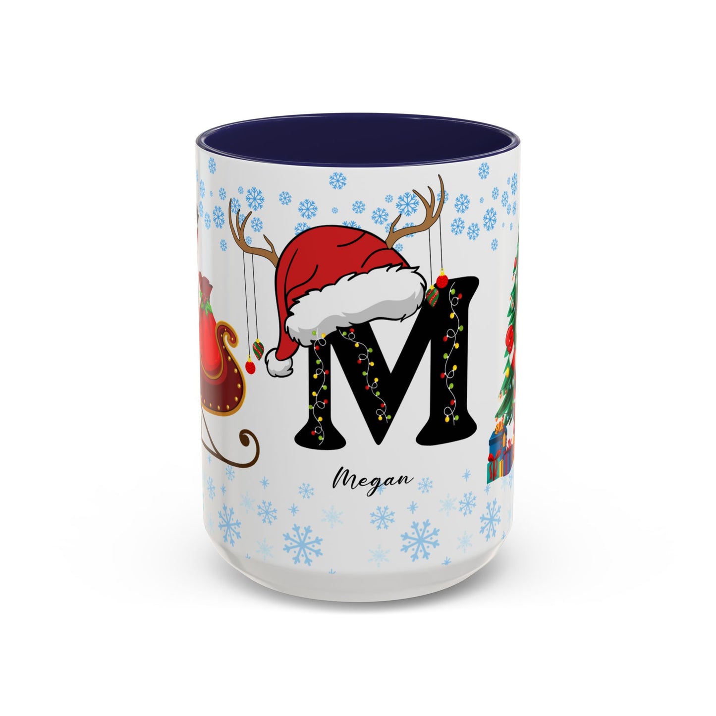 Christmas Letter M for Megan, Customizable - Accent Coffee Mug (11, 15oz)