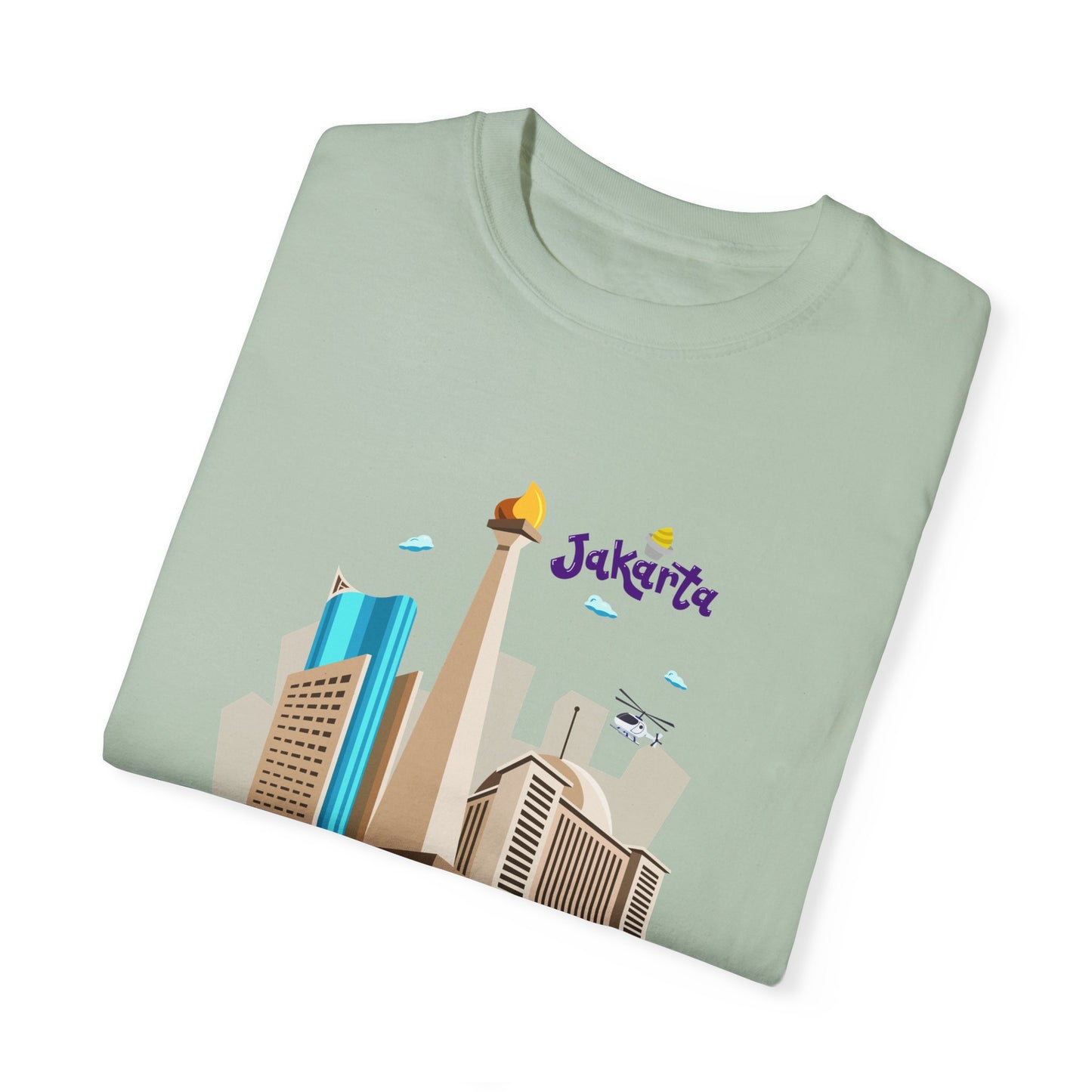 Jakarta Cityscape Unisex Garment-Dyed T-Shirt - Casual Travel Tee - 12129