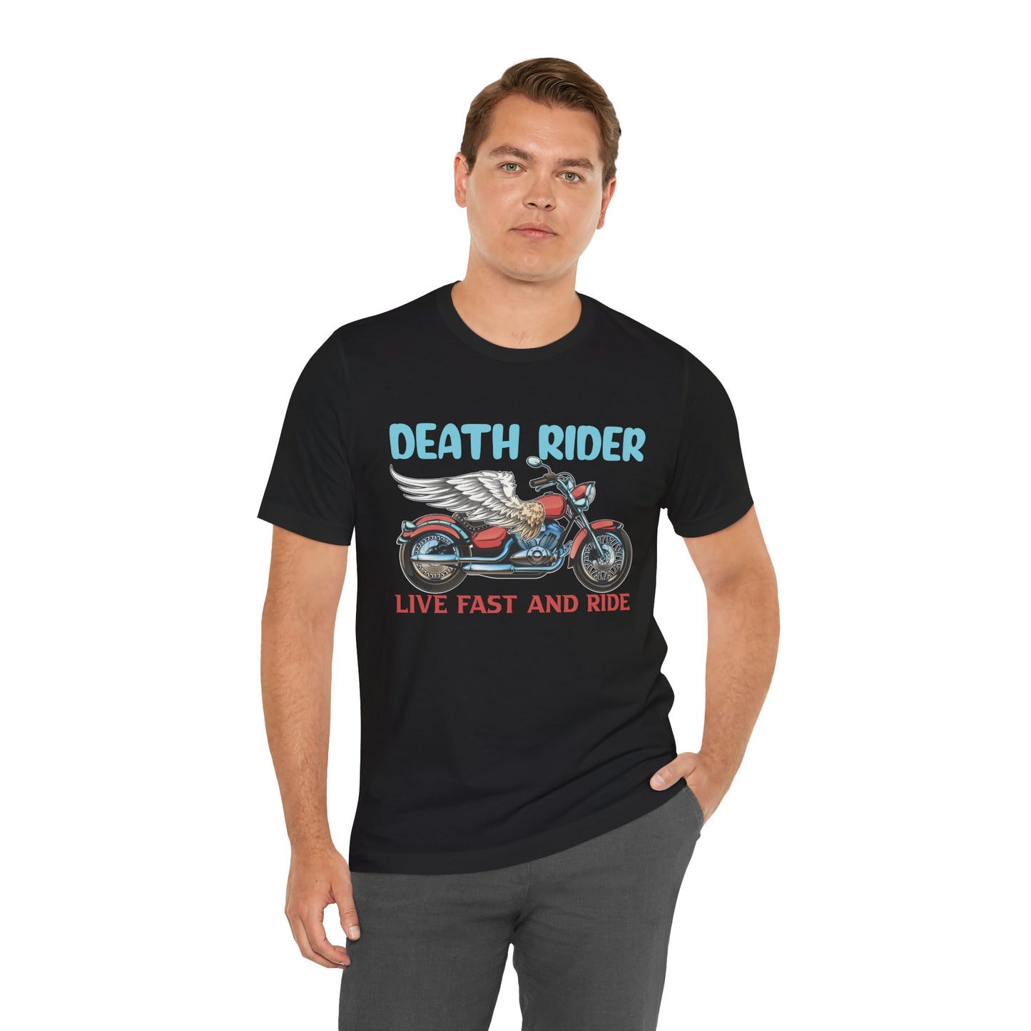 Death Rider, Live Fast and Ride  - Unisex Jersey Short Sleeve Tee - 13595