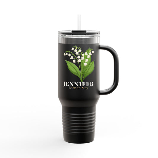 Personalized Lily of the Valley 40oz Tumbler | Custom Name Insulated Travel Mug - 14897