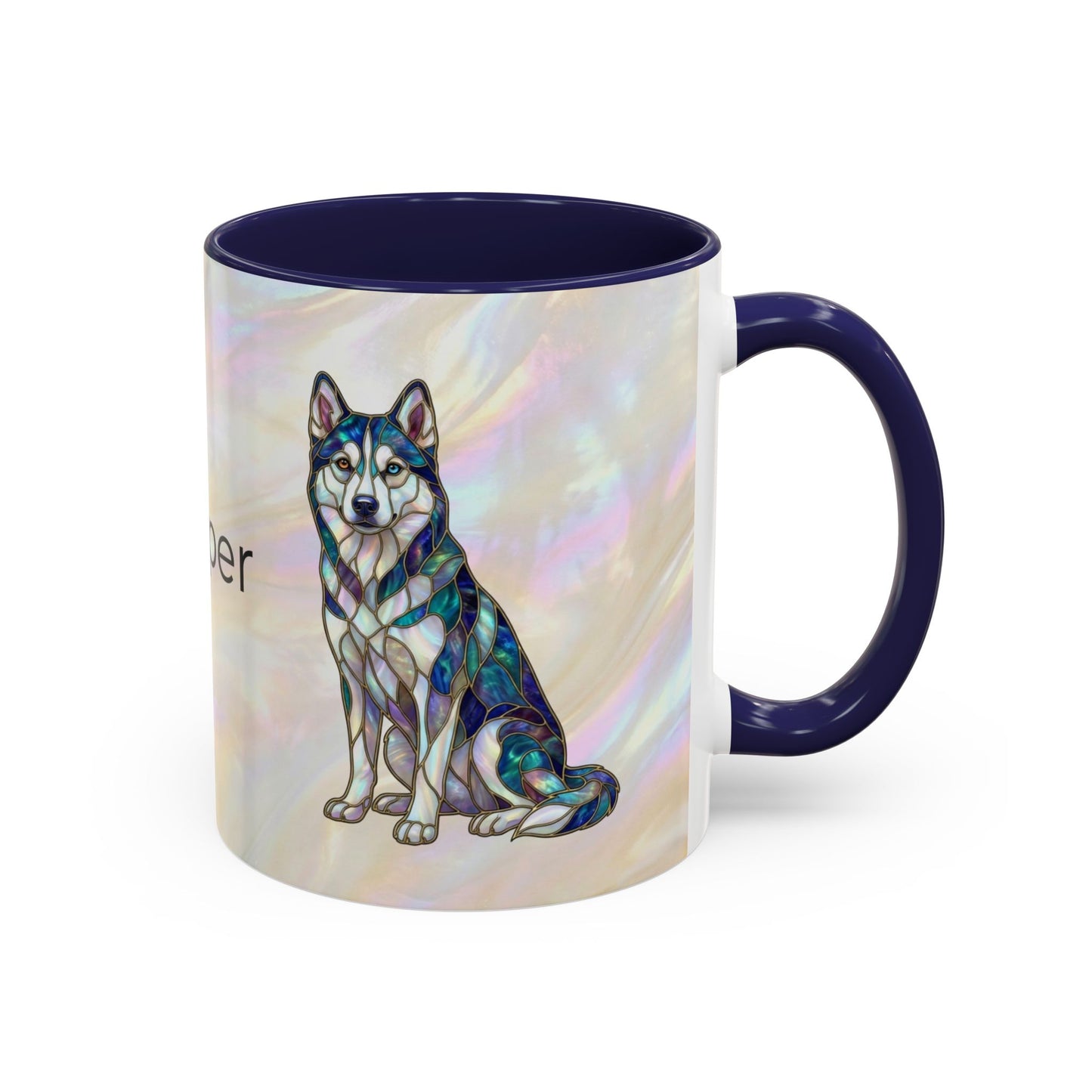 Personalized Husky Accent Coffee Mug – Stained Glass Design (11/15oz) - 14543