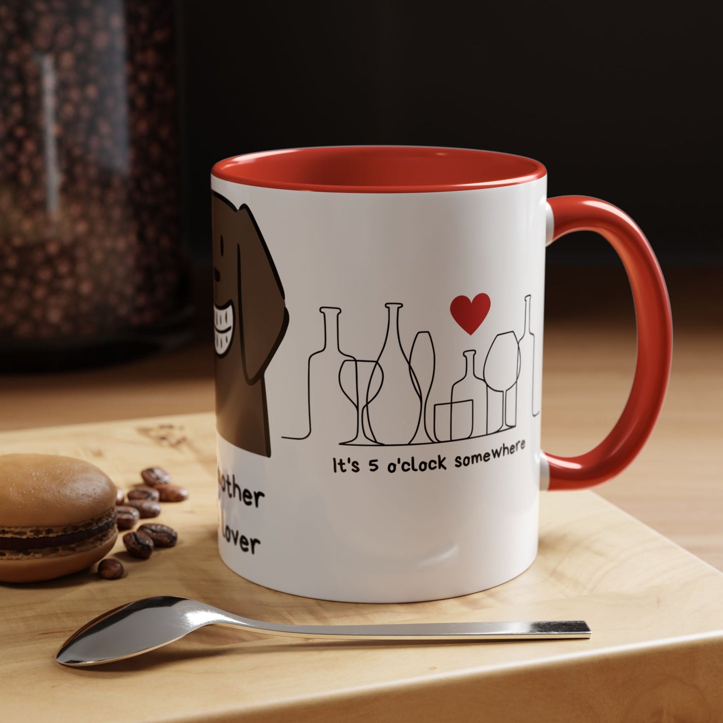 Dog Mother, Wine Lover - Accent Coffee Mug (11, 15oz) | 11 oz,11oz,15 oz,15oz,accent mug,Coffee Mugs,Halloween,Home & Living,Kitchen,Mugs,Spring Essentials,two tone,White base