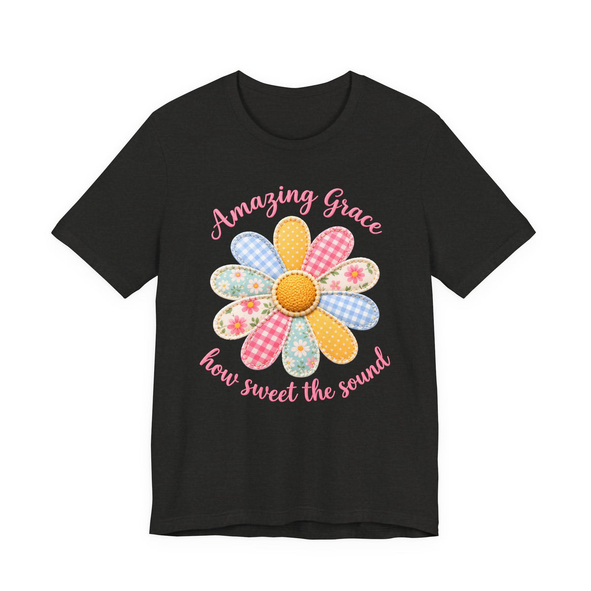 Amazing Grace Daisy T-Shirt, “How Sweet the Sound” Floral Christian Tee - 14992