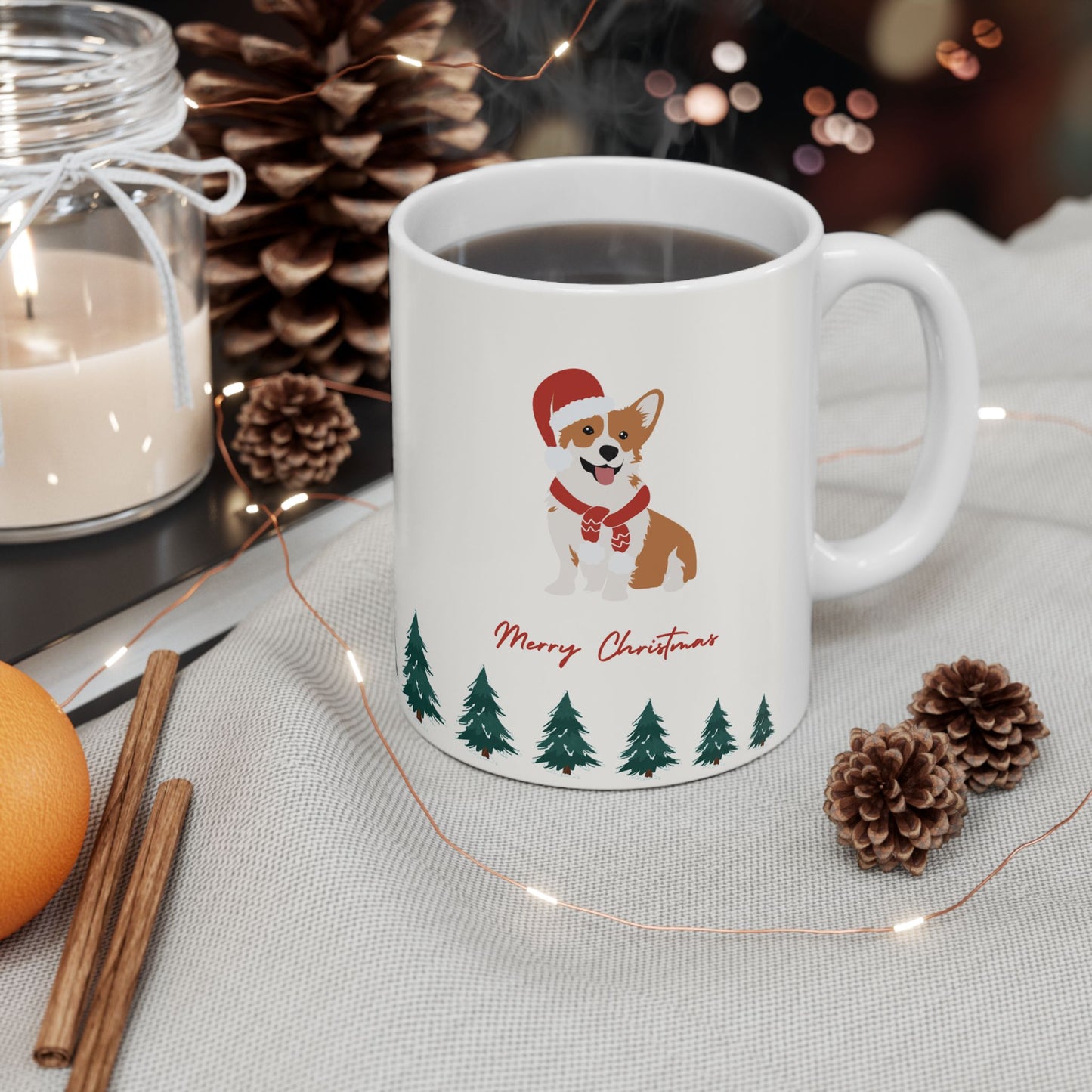 Santa & Dog, Merry Christmas - Ceramic Mug, (11oz, 15oz) - 10911