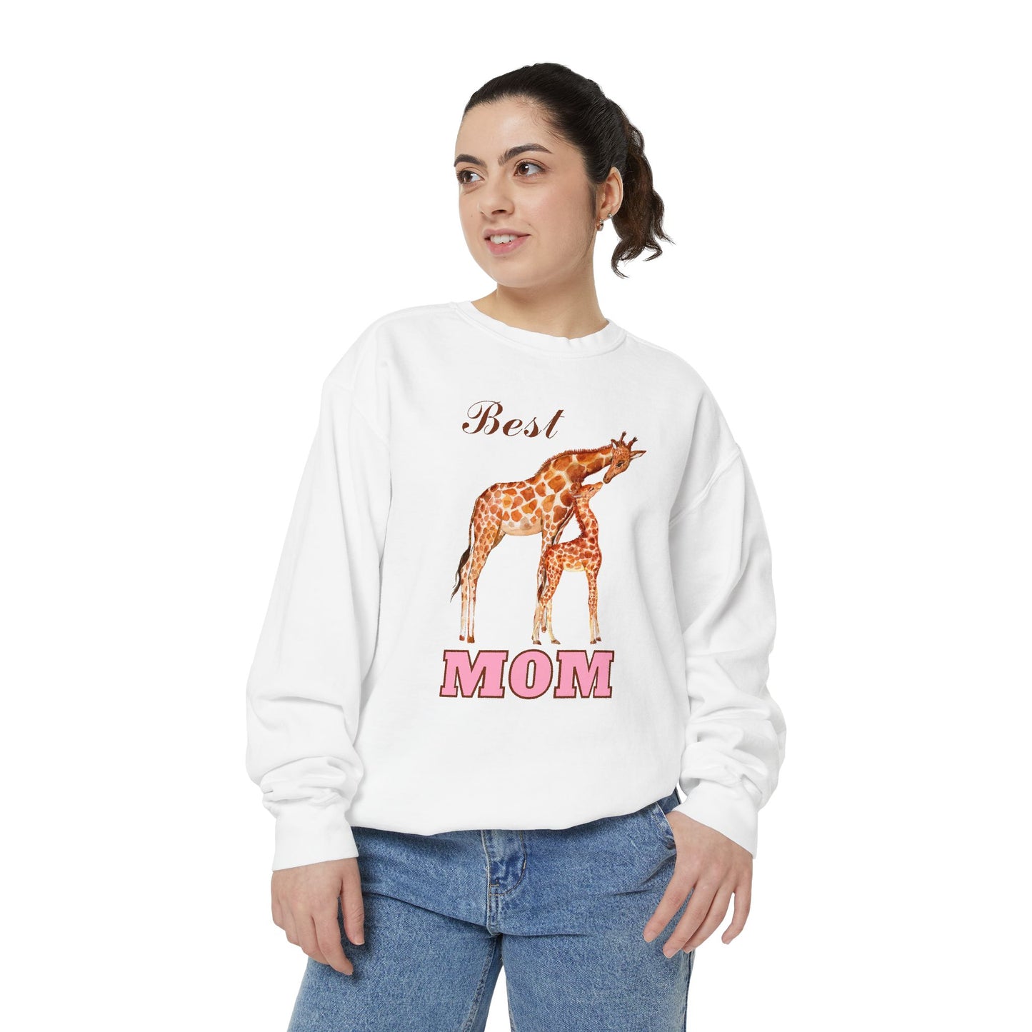 Best Mom Giraffe Design Unisex Garment-Dyed Sweatshirt - 11892
