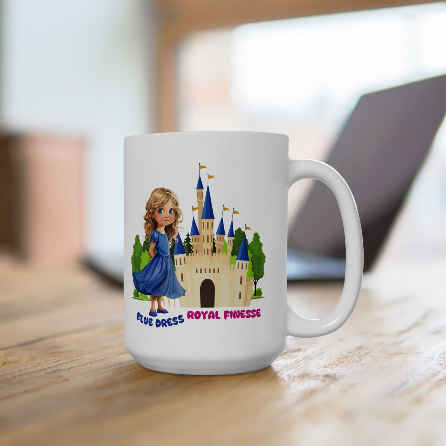 Blue Dress Princess, Royal Finesse, Customizable - Ceramic Mug, (11oz, 15oz)