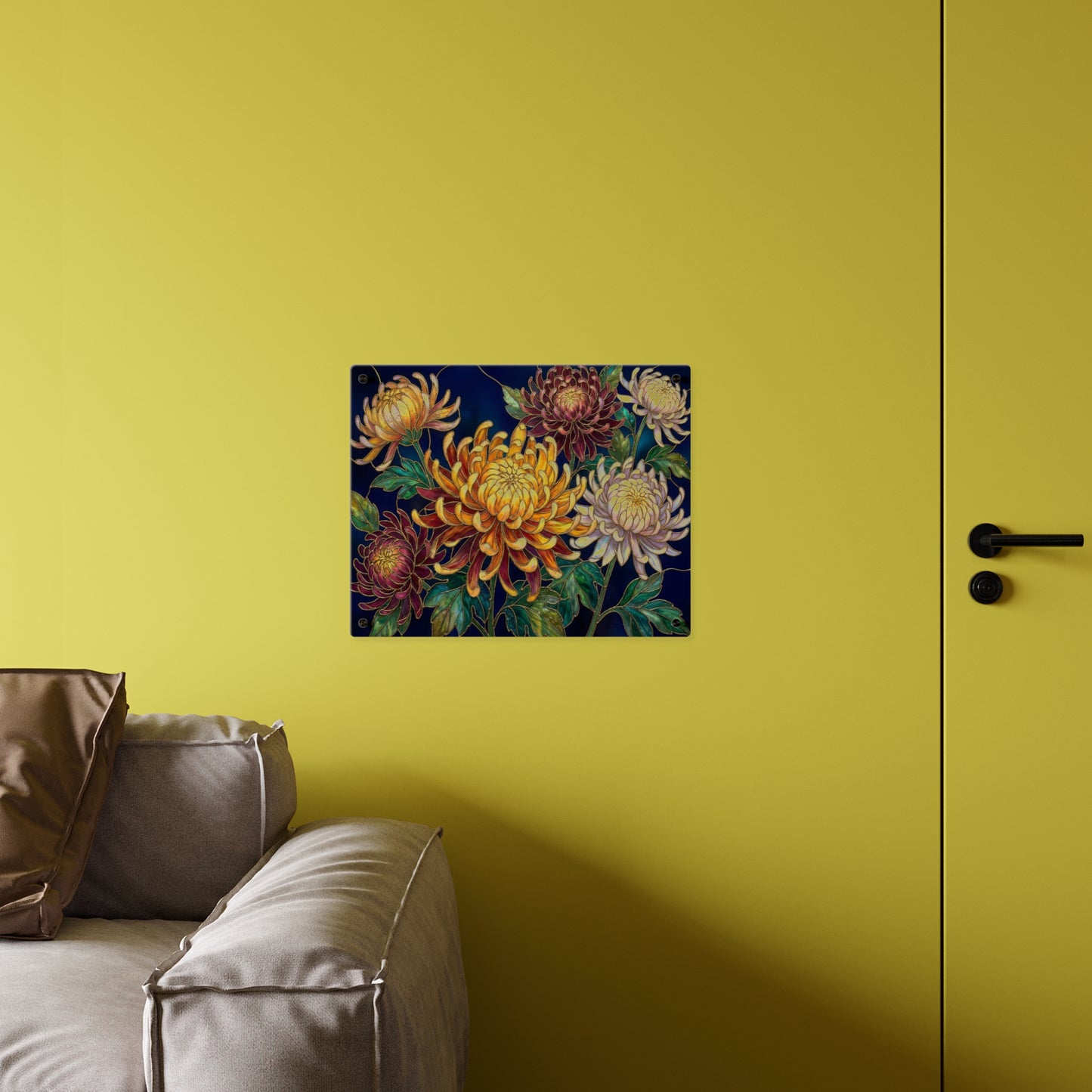 Chrysanthemum Acrylic Wall Art Panel — Floral Botanical Home Décor - 14609