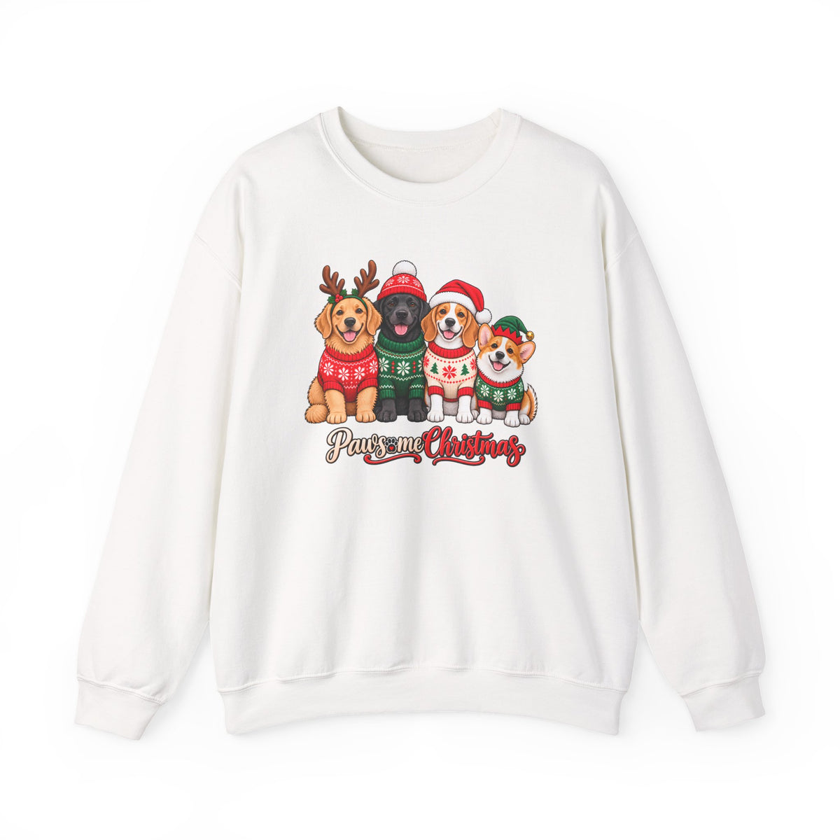 Pawsome Christmas Sweatshirt,  Cute Festive Dogs Crewneck - 14558