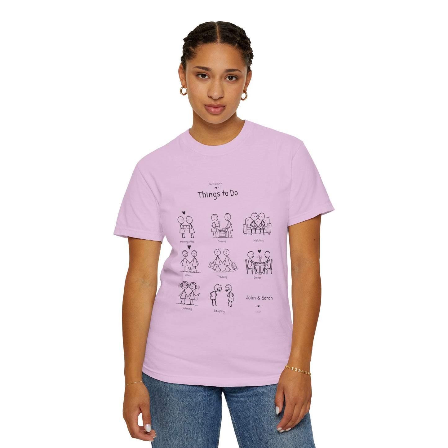 Our Favourite Things to Do Together – Personalised Valentine’s Illustration T-Shirt Gift - 14723