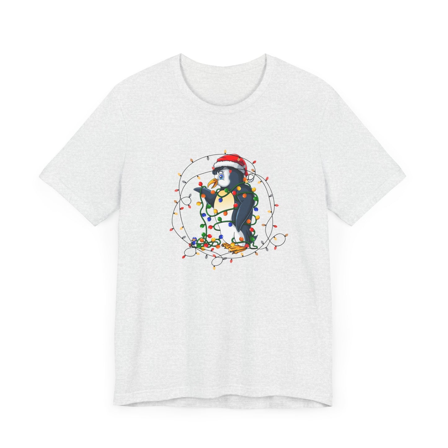 Penguin with Christmas Light - Unisex Jersey Short Sleeve Tee - 10407