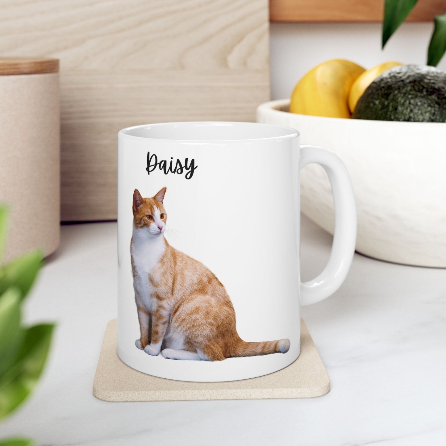 Personalized Cat Design Ceramic Mug, Custom Pet Mug, Gift for Cat Lovers, Cat Owner Coffee Cup, Cute Animal Mug - 14201