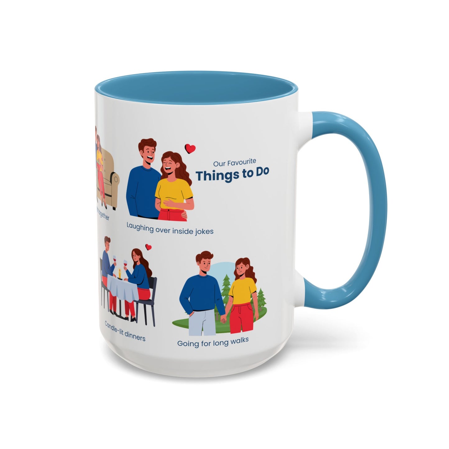 Our Favorite Things to Do Valentine’s Mug – Cozy Couples Illustrated Accent Coffee Mug - 14704