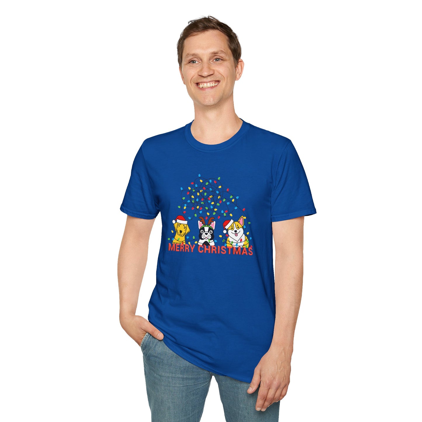 Dogs, Merry Christmas - Unisex Softstyle T-Shirt - 10204