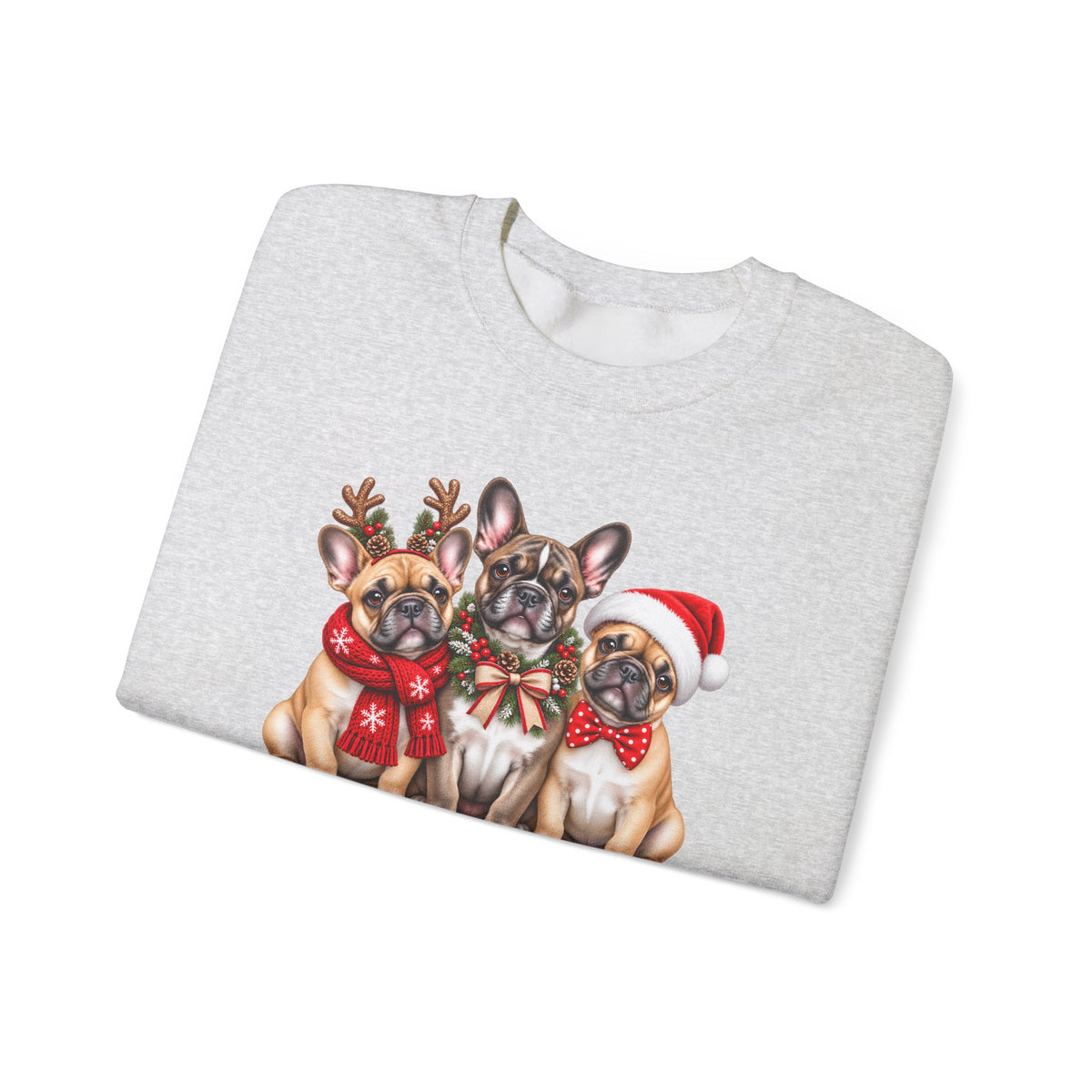 Christmas French Bulldog Sweatshirt, Cute Festive Frenchie Crewneck - 14556
