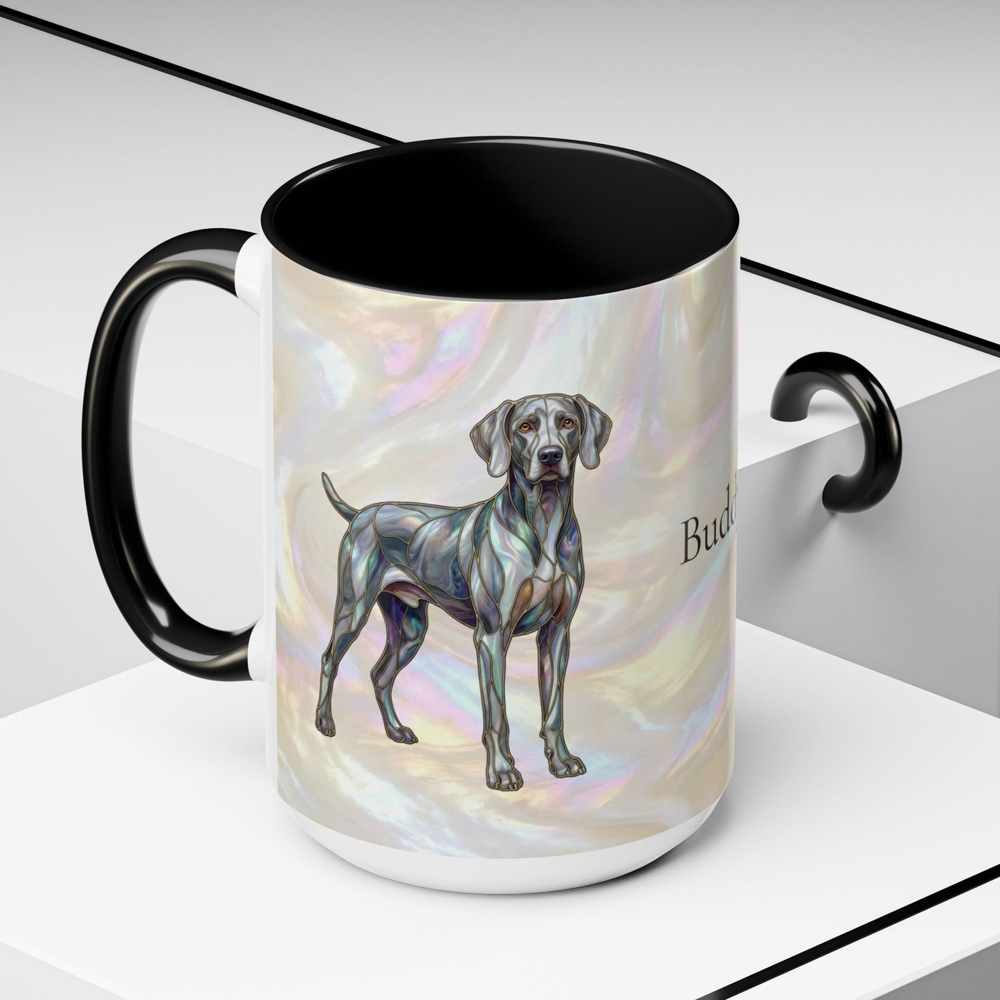 Weimaraner Accent Coffee Mug – Stained Glass Design 11/15oz - 14649