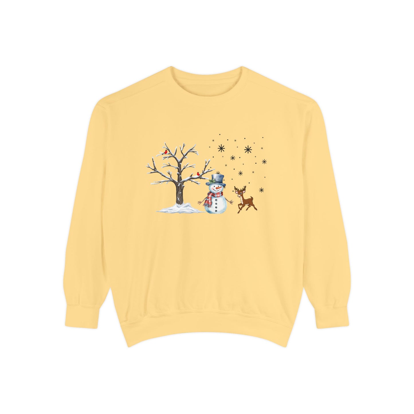 Snowman with Twinkle - Unisex Garment-Dyed Sweatshirt