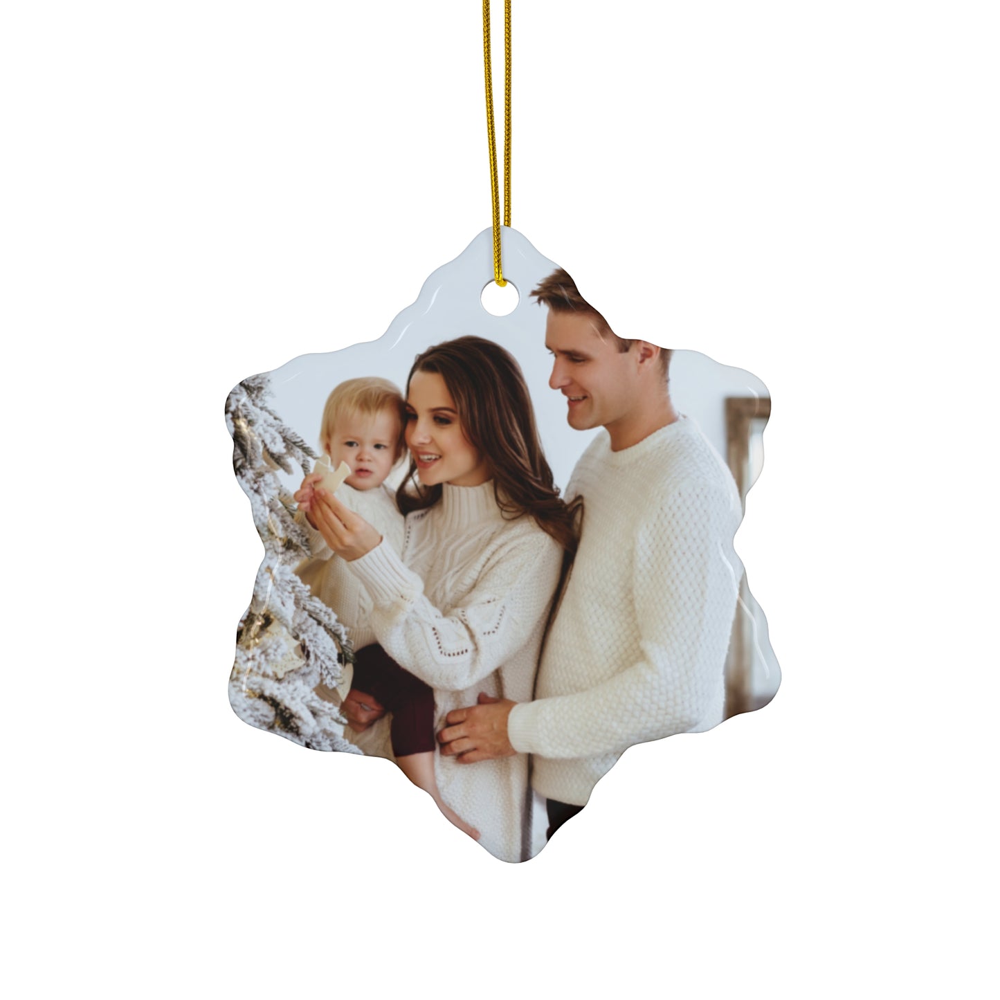 Young Couple Photo, Customizable - Ceramic Ornament, 4 Shapes