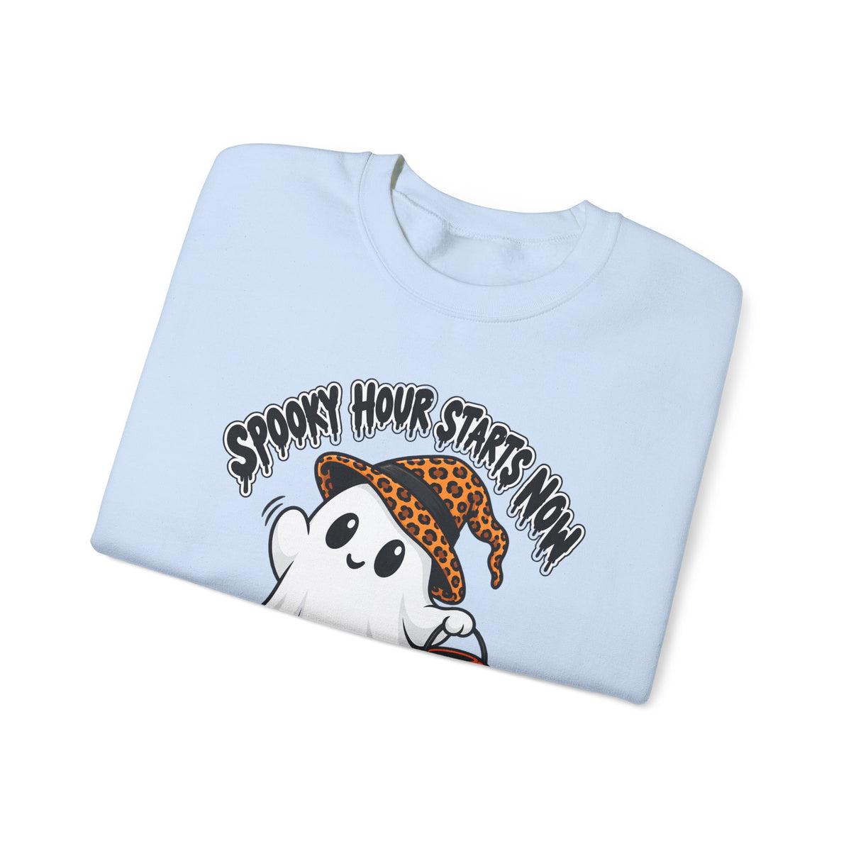 Spooky Hour Starts Now Sweatshirt, Cute Halloween Ghost Crewneck - 14536