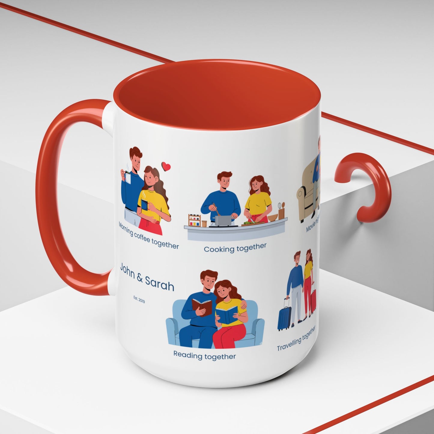 Our Favorite Things to Do Valentine’s Mug – Cozy Couples Illustrated Accent Coffee Mug - 14704