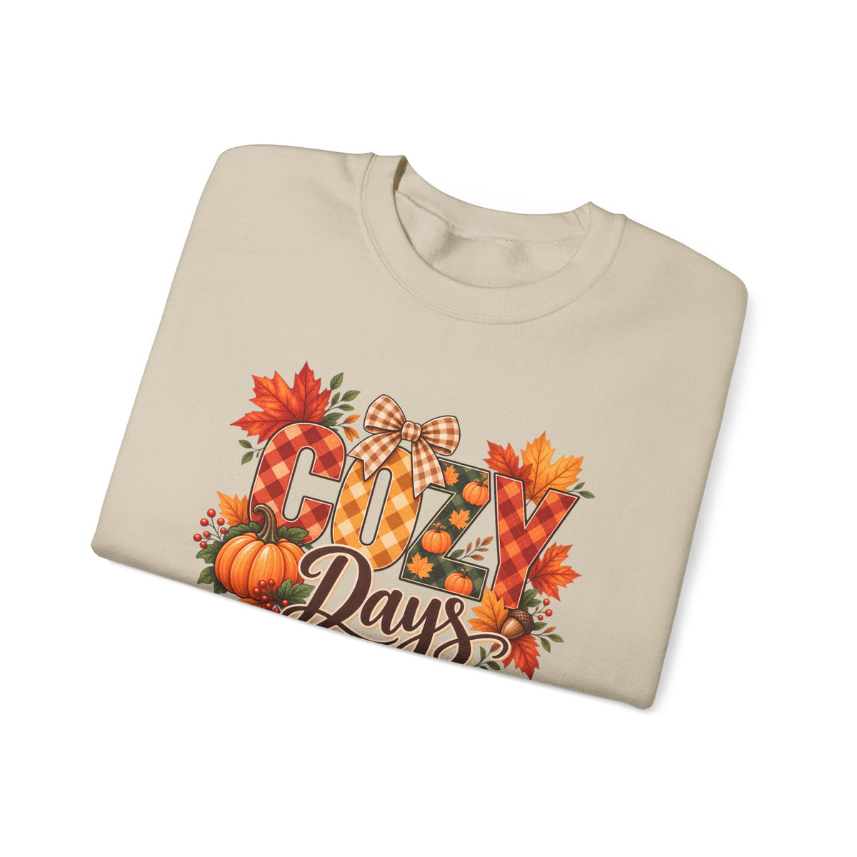 Cozy Days Sweatshirt,  Fall Pumpkin & Plaid Crewneck - 14525