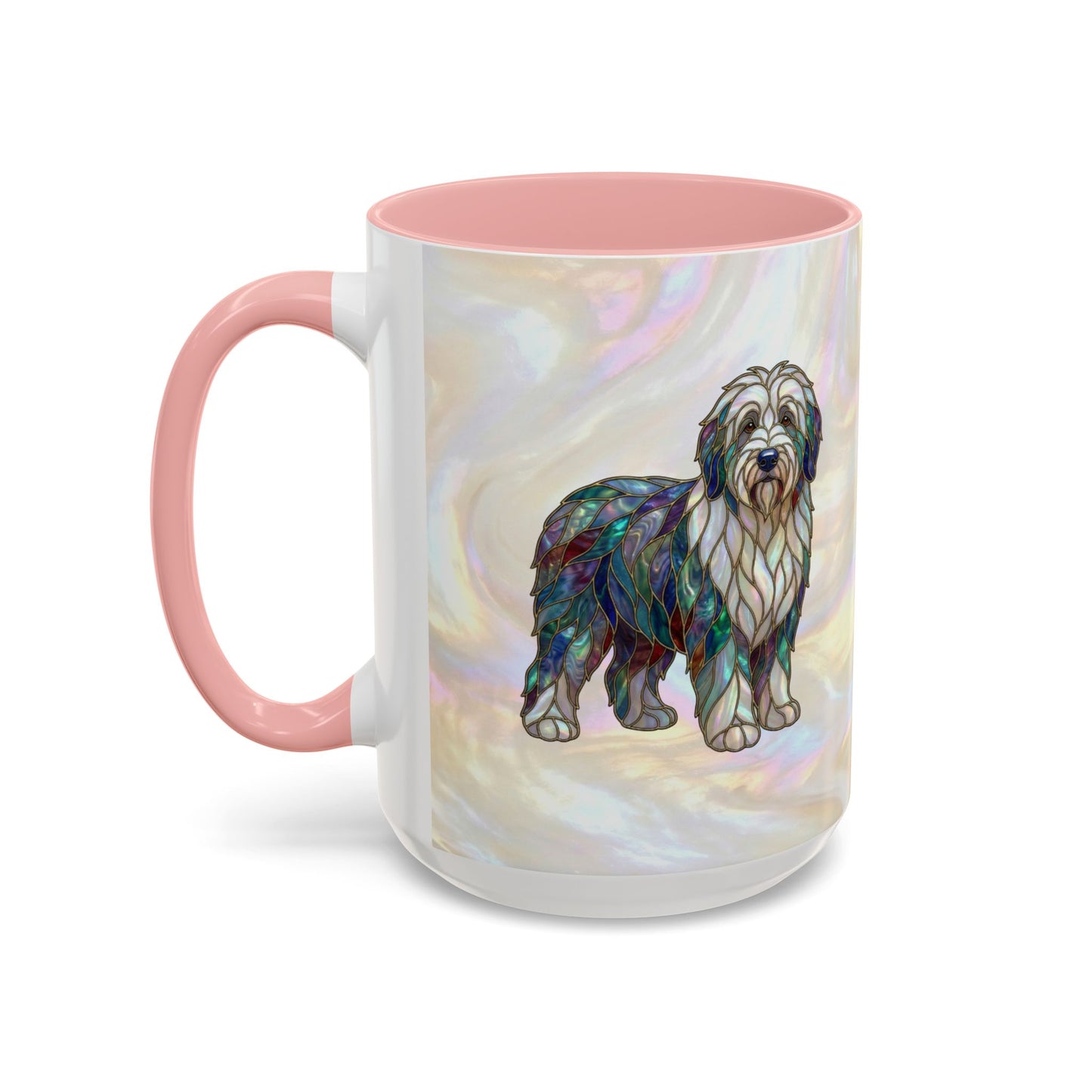English Sheepdog Accent Coffee Mug -Stained Glass Style (11/15oz) - 14631
