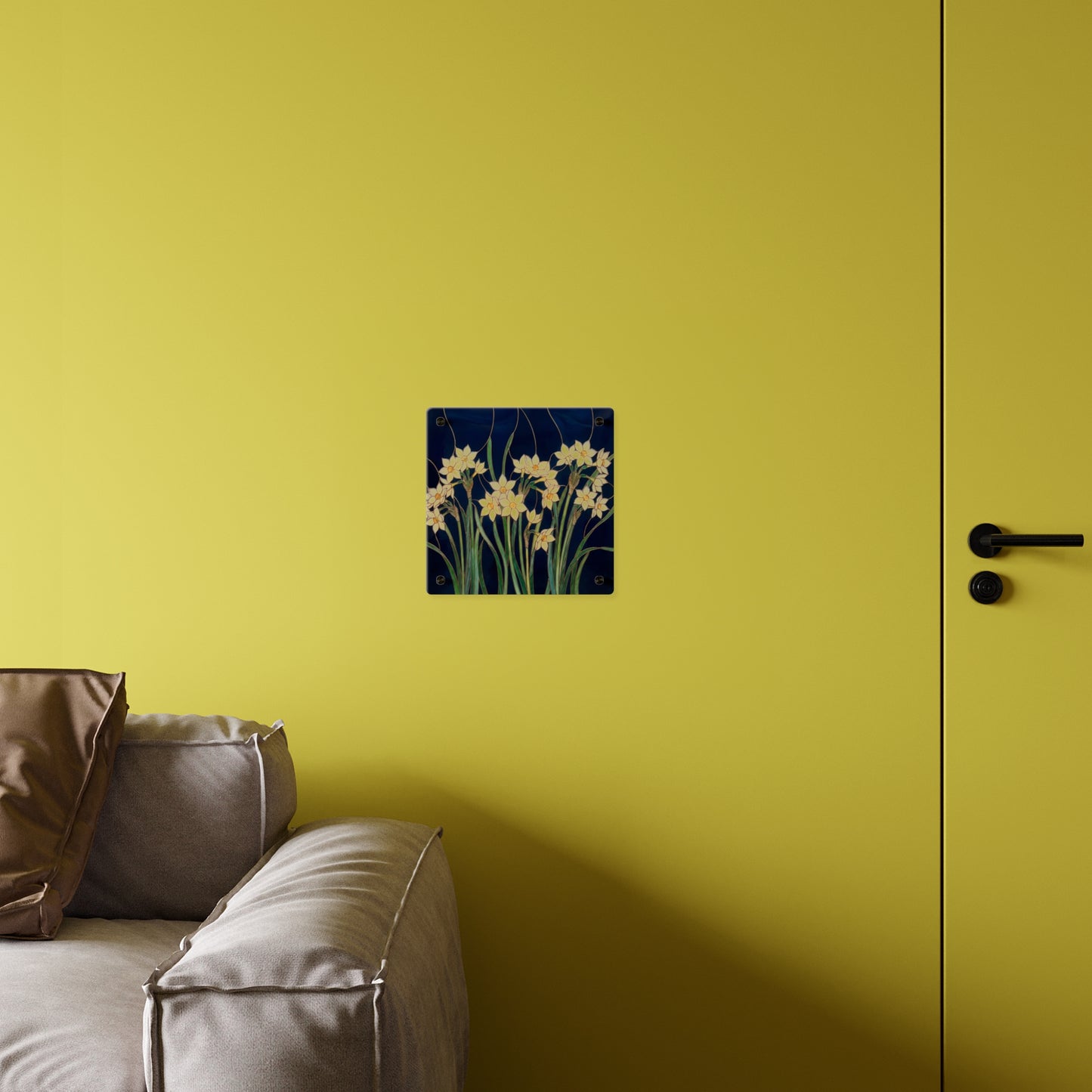 Whitepaper Narcissus Acrylic Wall Art Panel — (Floral Modern Decorative Plaque) - 14598