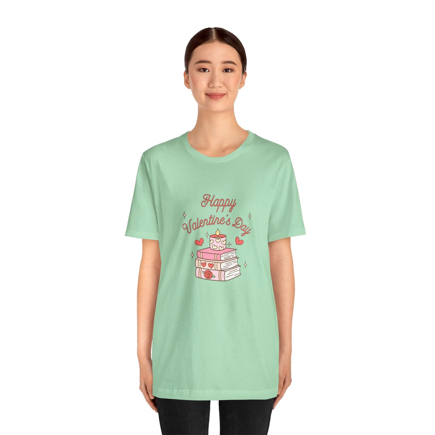 Books, Happy Valentine's Day - Unisex Jersey Short Sleeve Tee - 11572