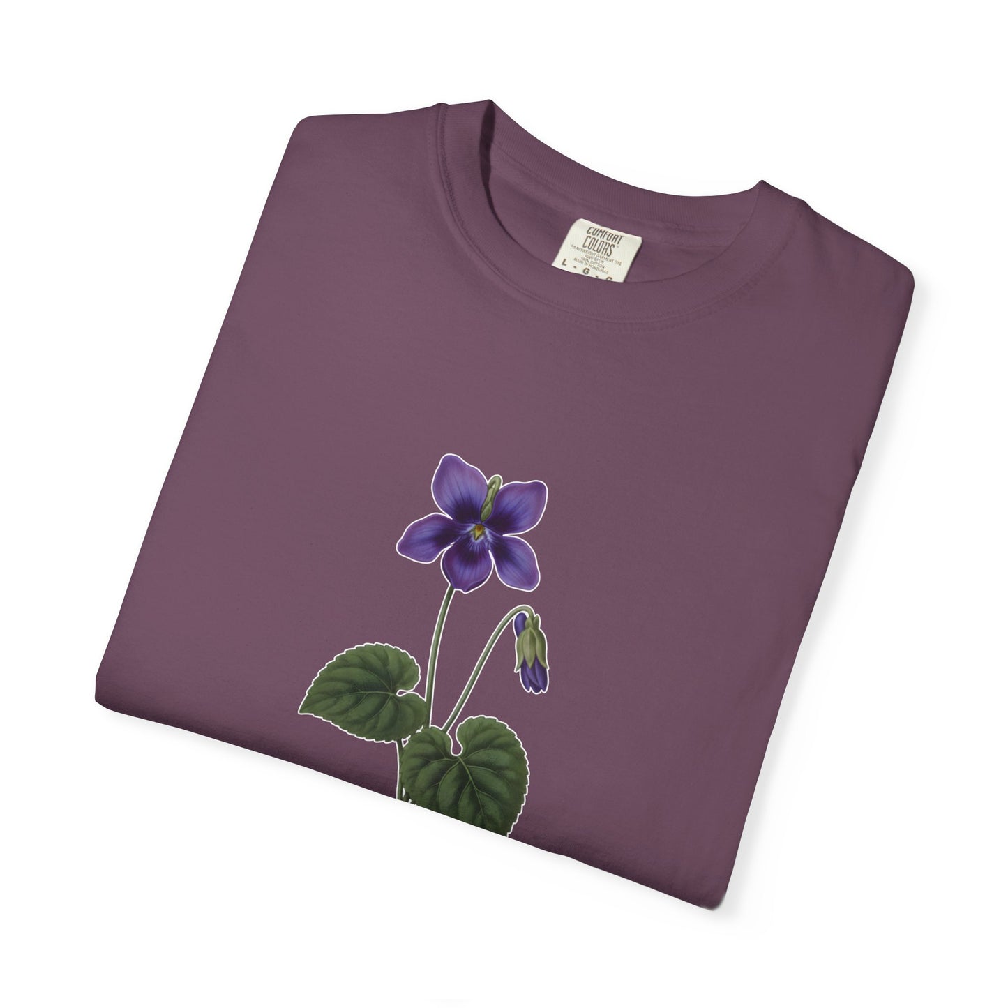 February Birth Flower Violet T-Shirt – Heavyweight Garment-Dyed Tee - 14700