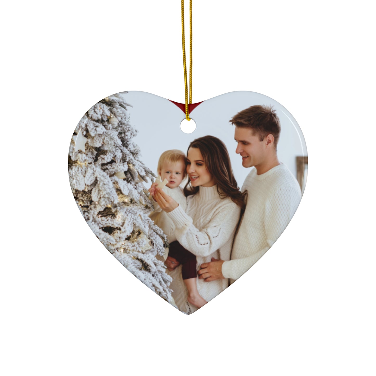 Young Couple Photo, Customizable - Ceramic Ornament, 4 Shapes