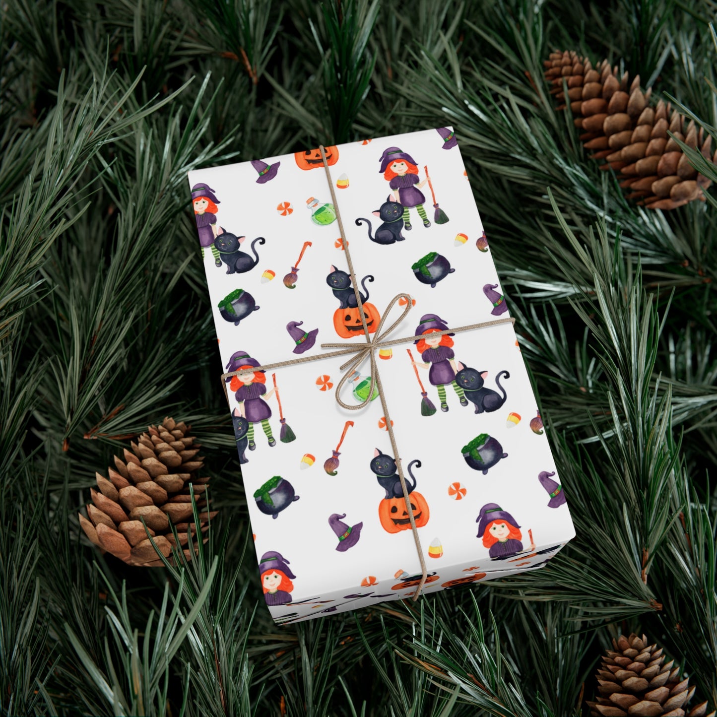 Halloween Girl with a Black Cat - Gift Wrap Papers